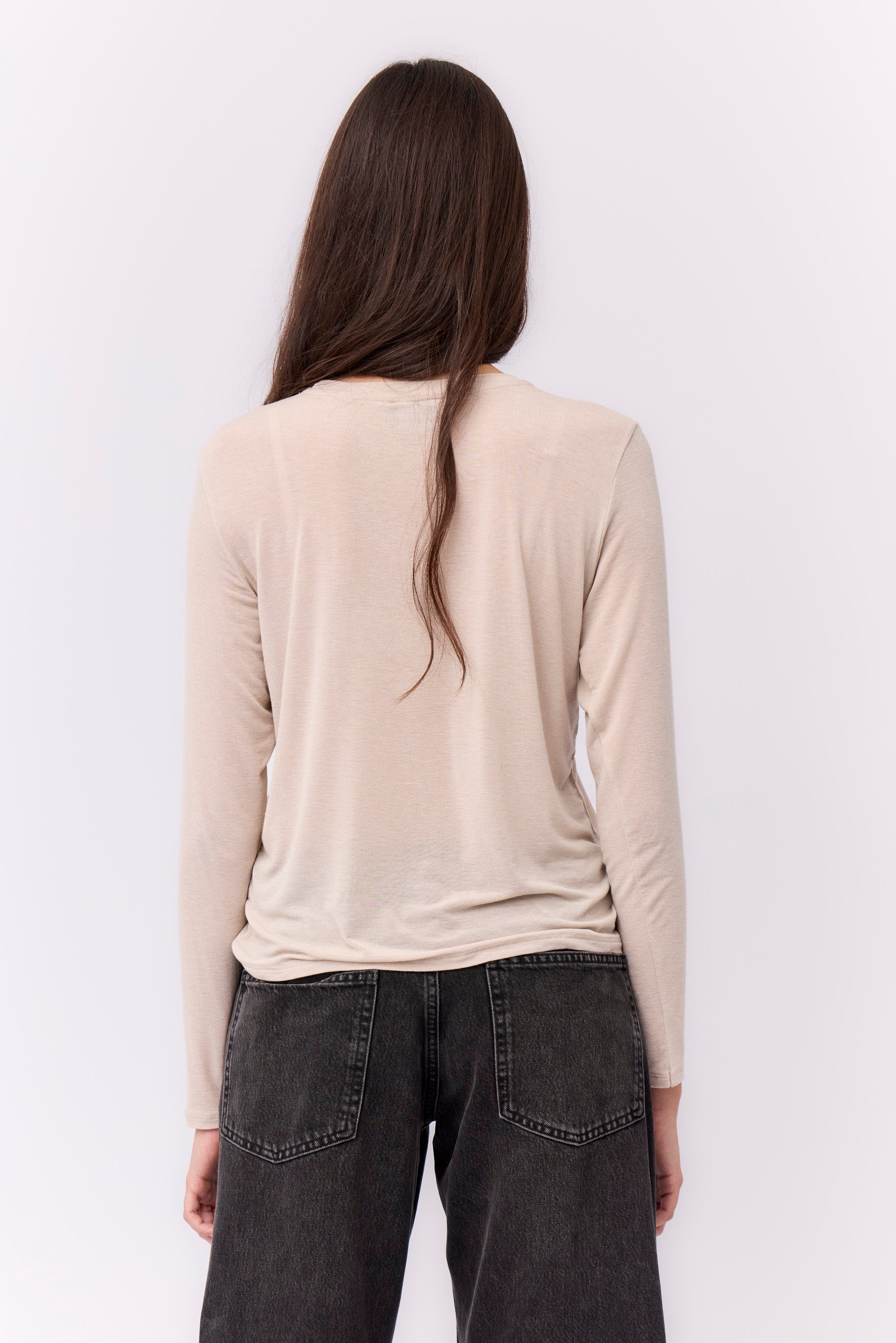 Camiseta Cashmere Manga Larga Beige