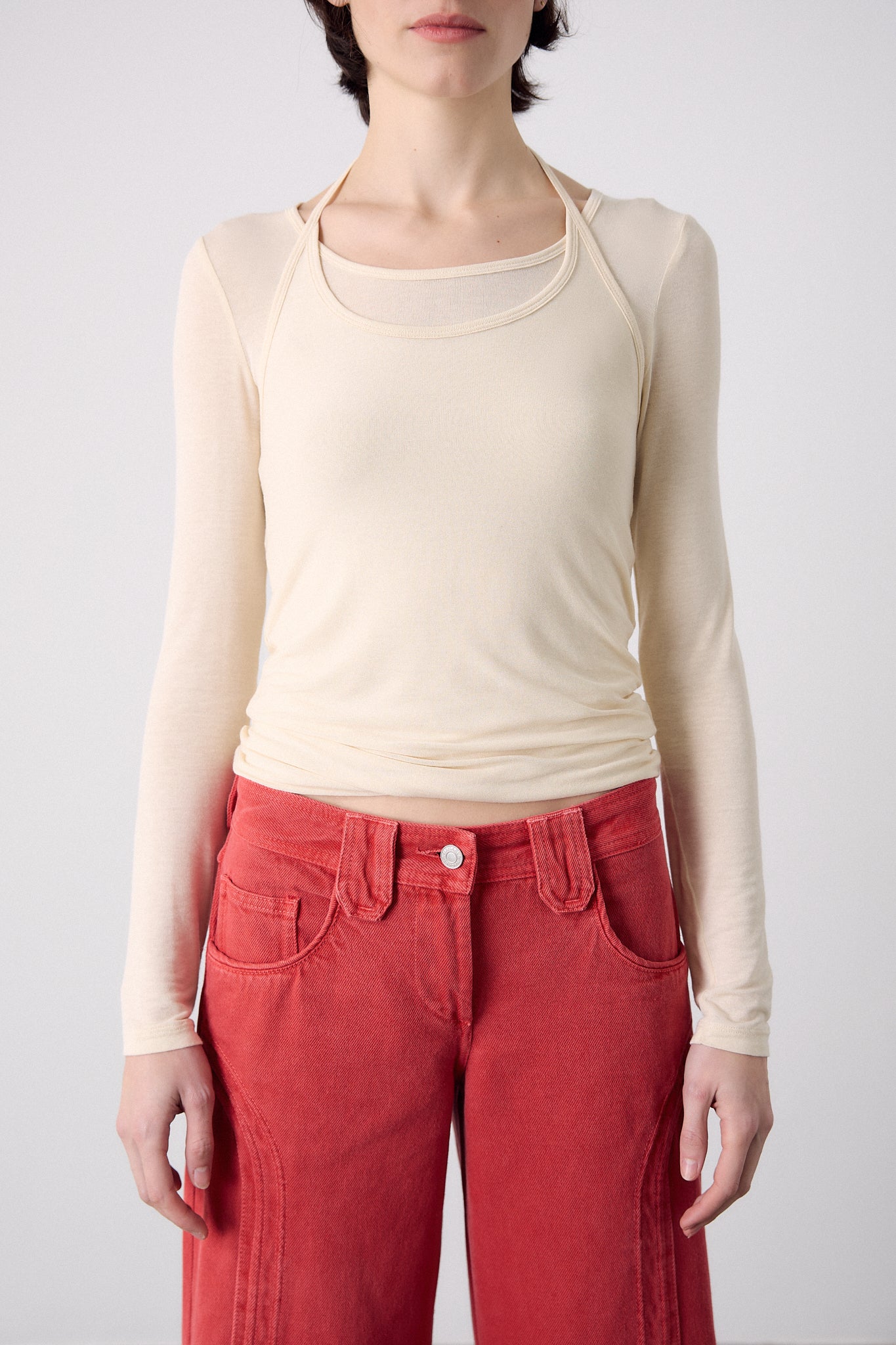 Camiseta Overlay Ecru