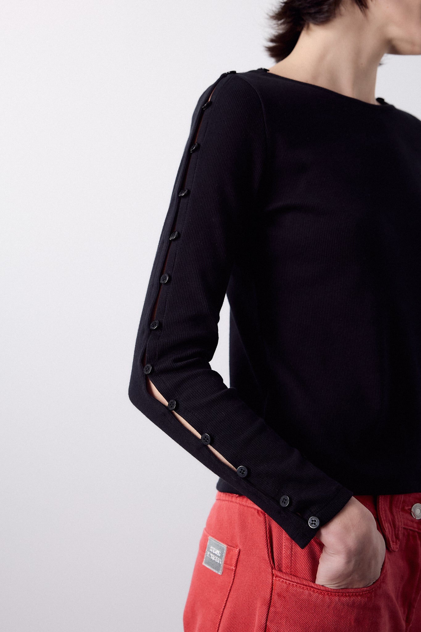 Camiseta Botones Negra