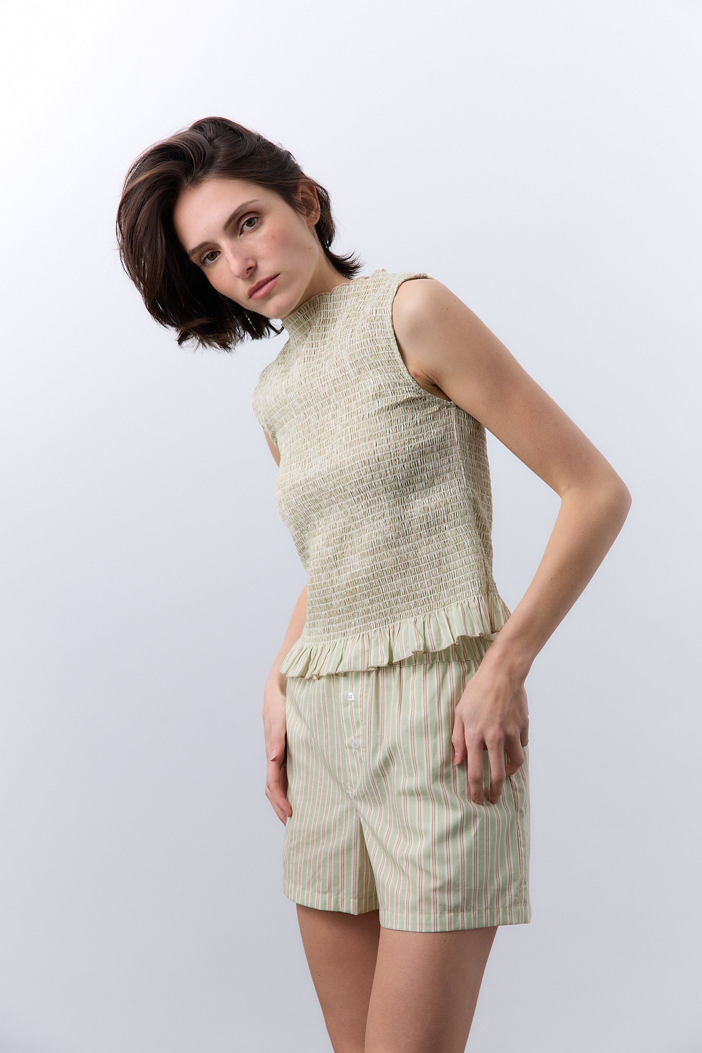 Short Pijama Rayas Verde