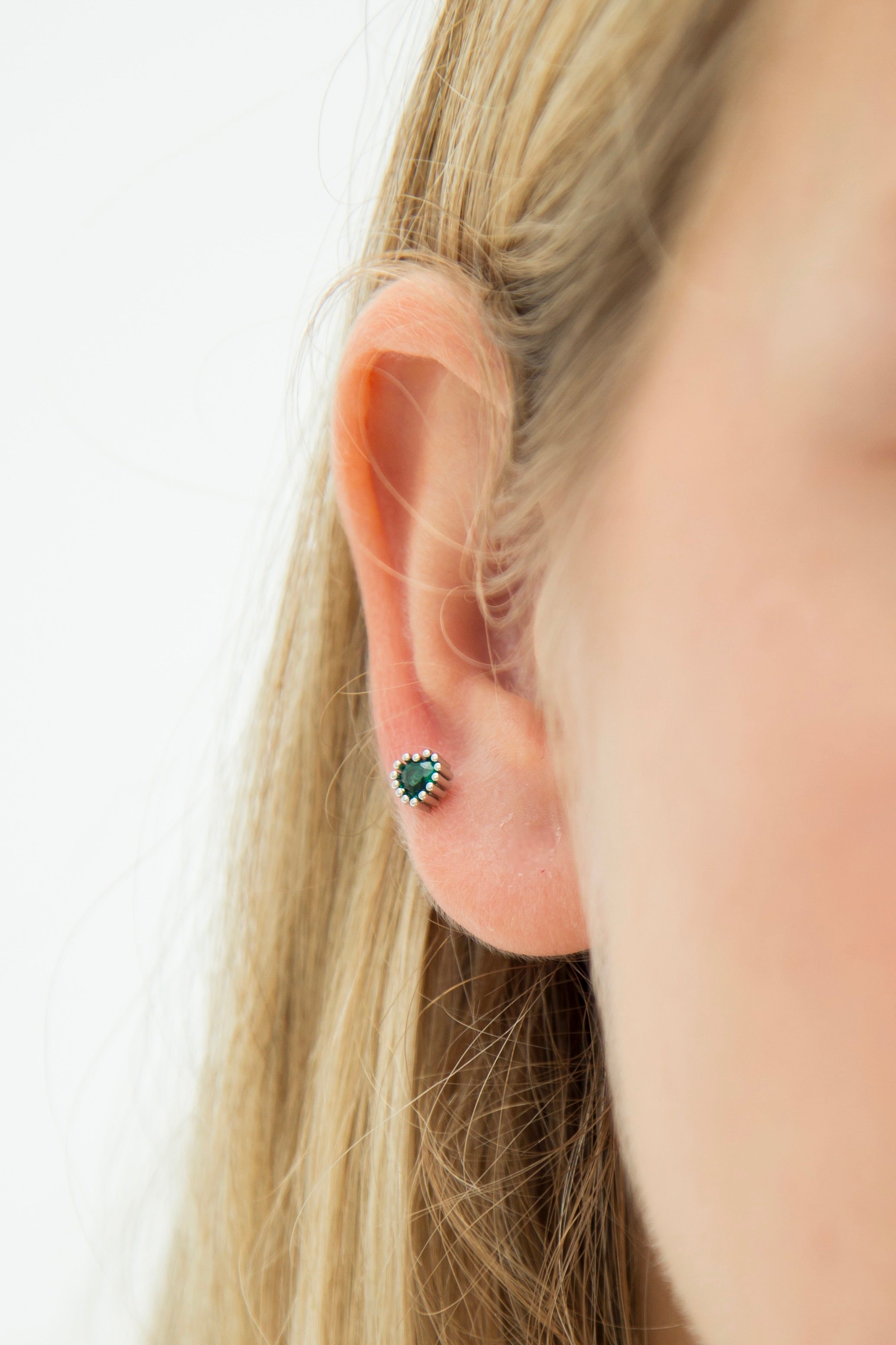 Mini Green Heart Earring