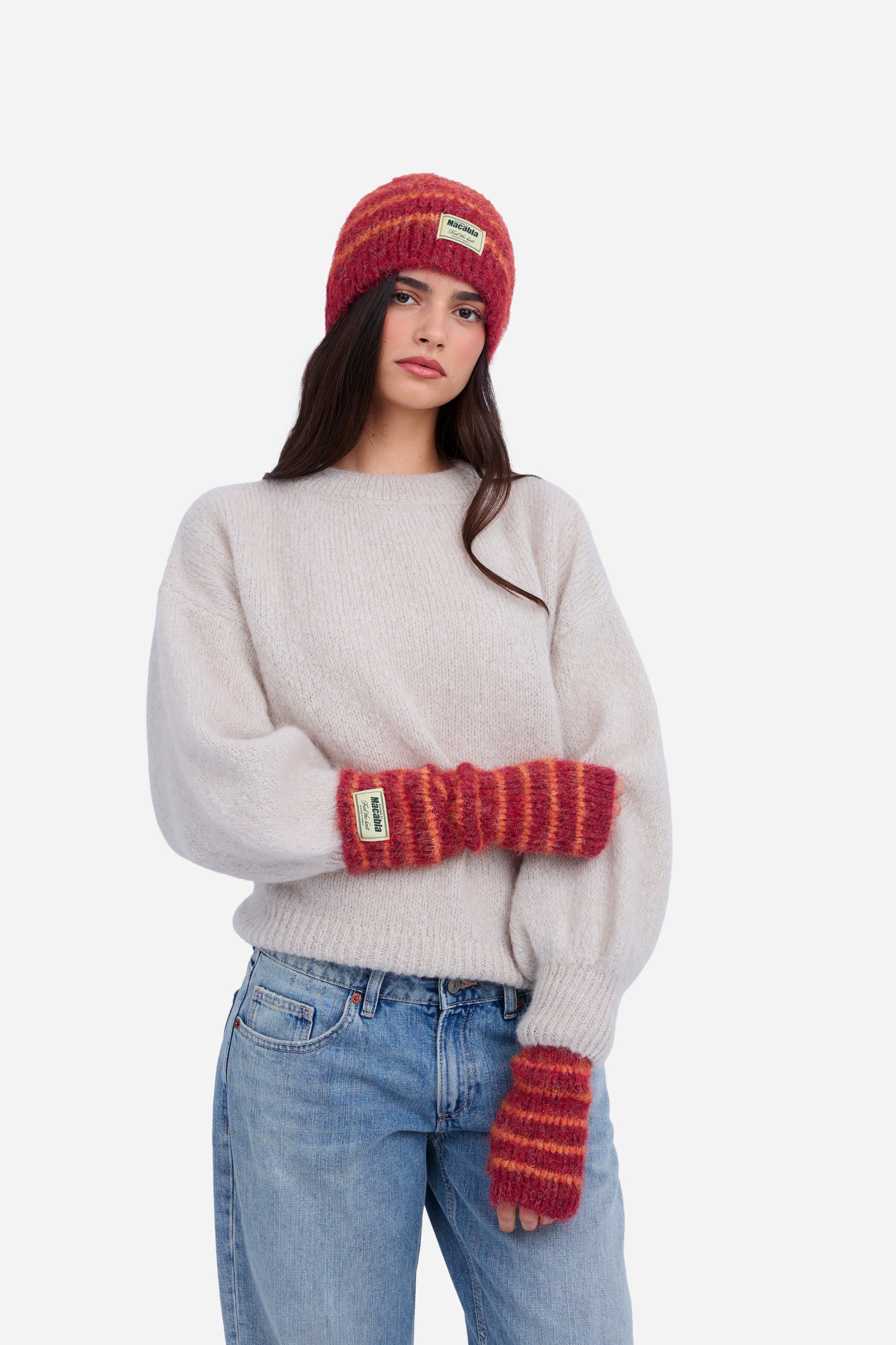 Bonnet Fuzzy Bordeaux et Orange