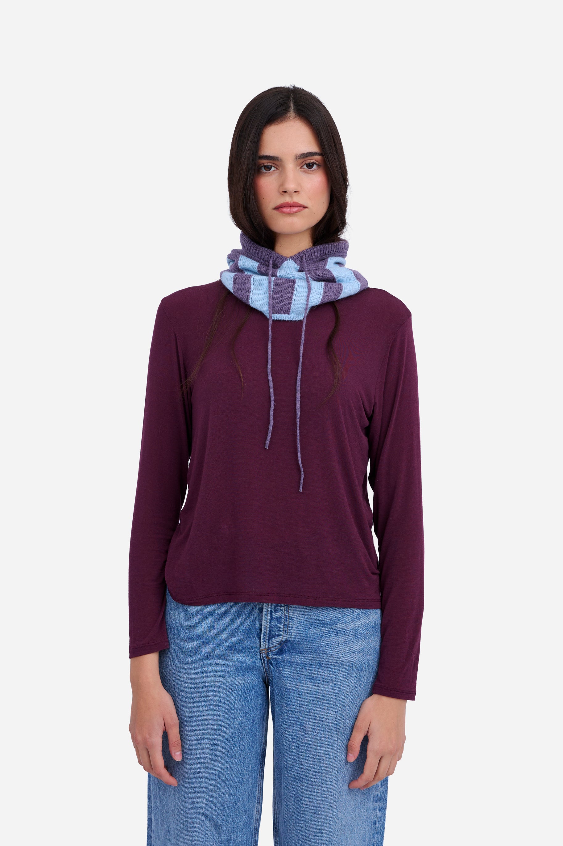 Cagoule Rayée Bleues et Lilas