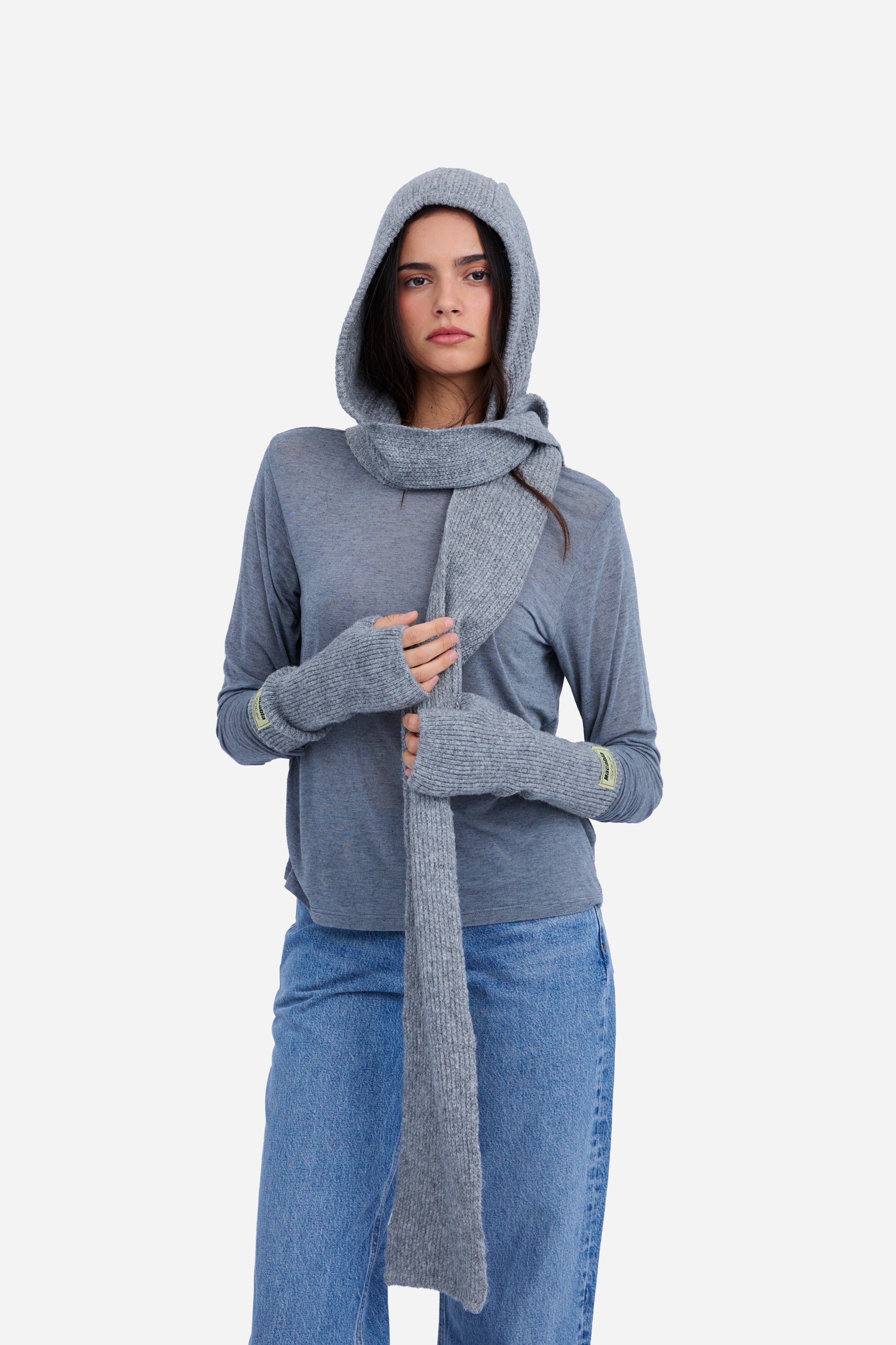 Balaclava Bufanda Gris Claro