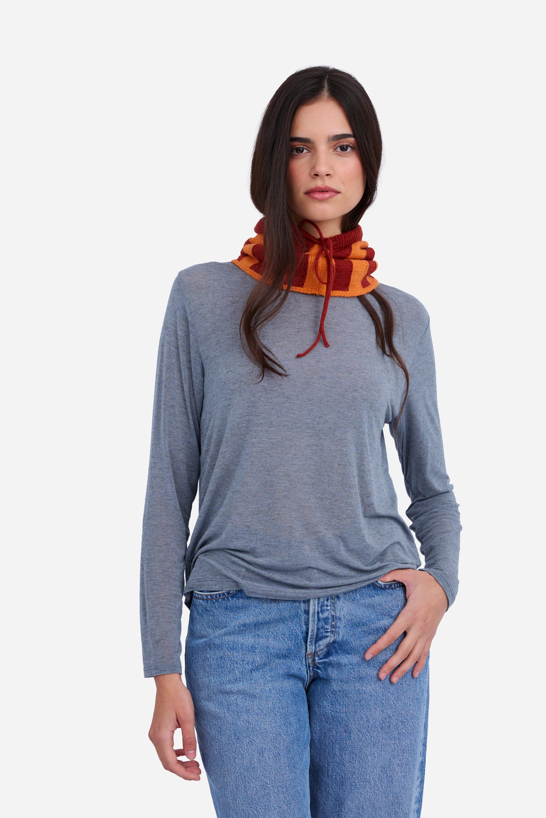 Cagoule Rayée Orange et Bordeaux