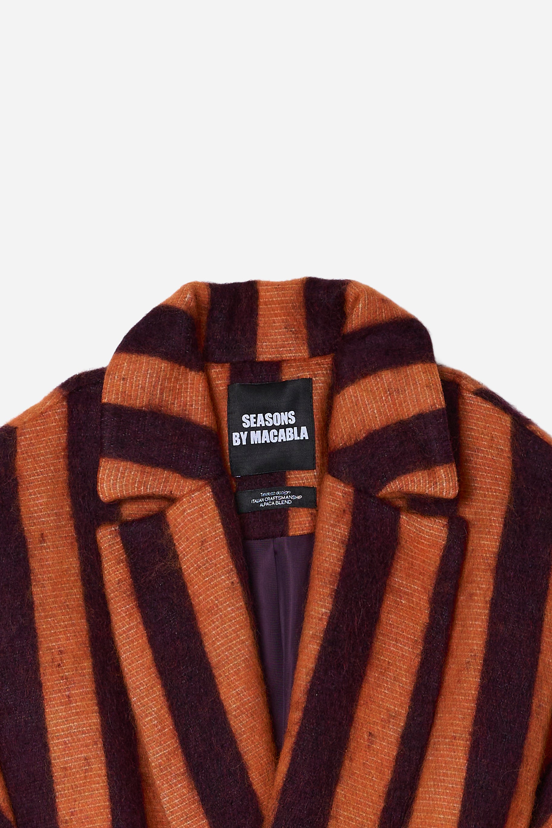 Orange Striped Alpaca Coat