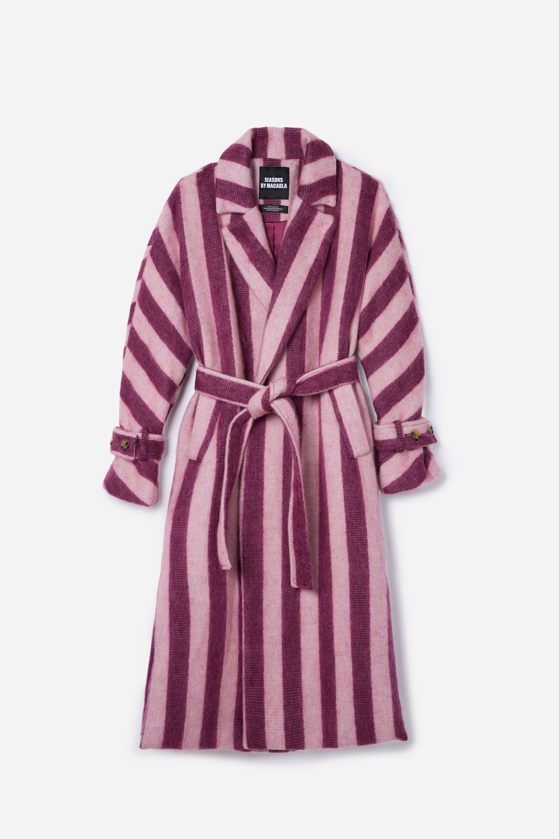 Pink Striped Alpaca Coat