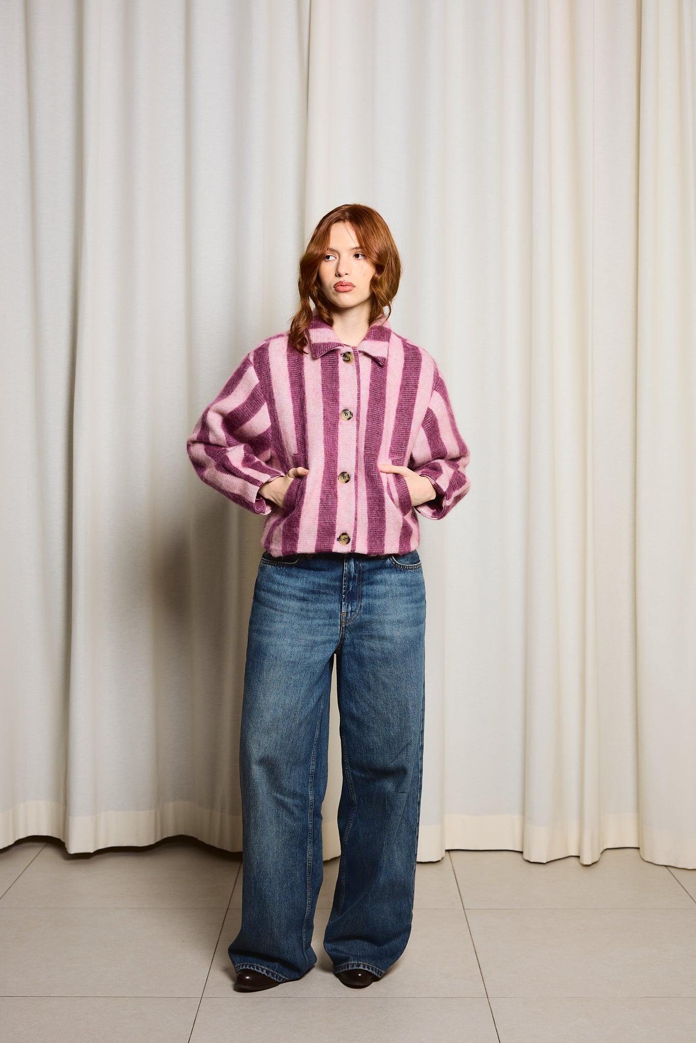 Veste Alpaga Rayures Bleues