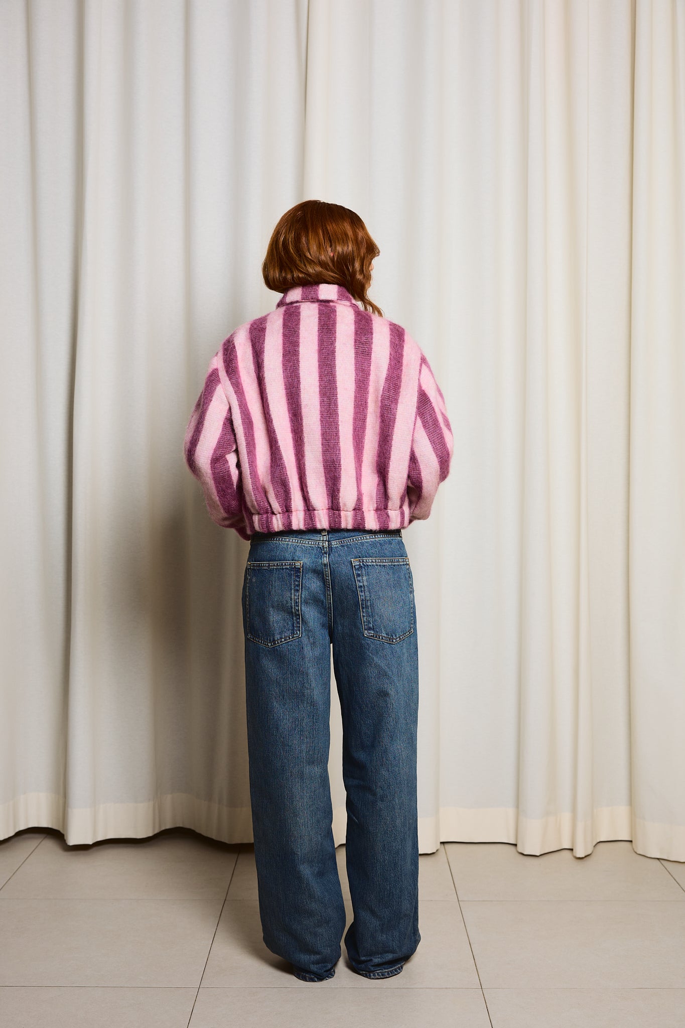 Chaqueta Alpaca Rayas Rosa