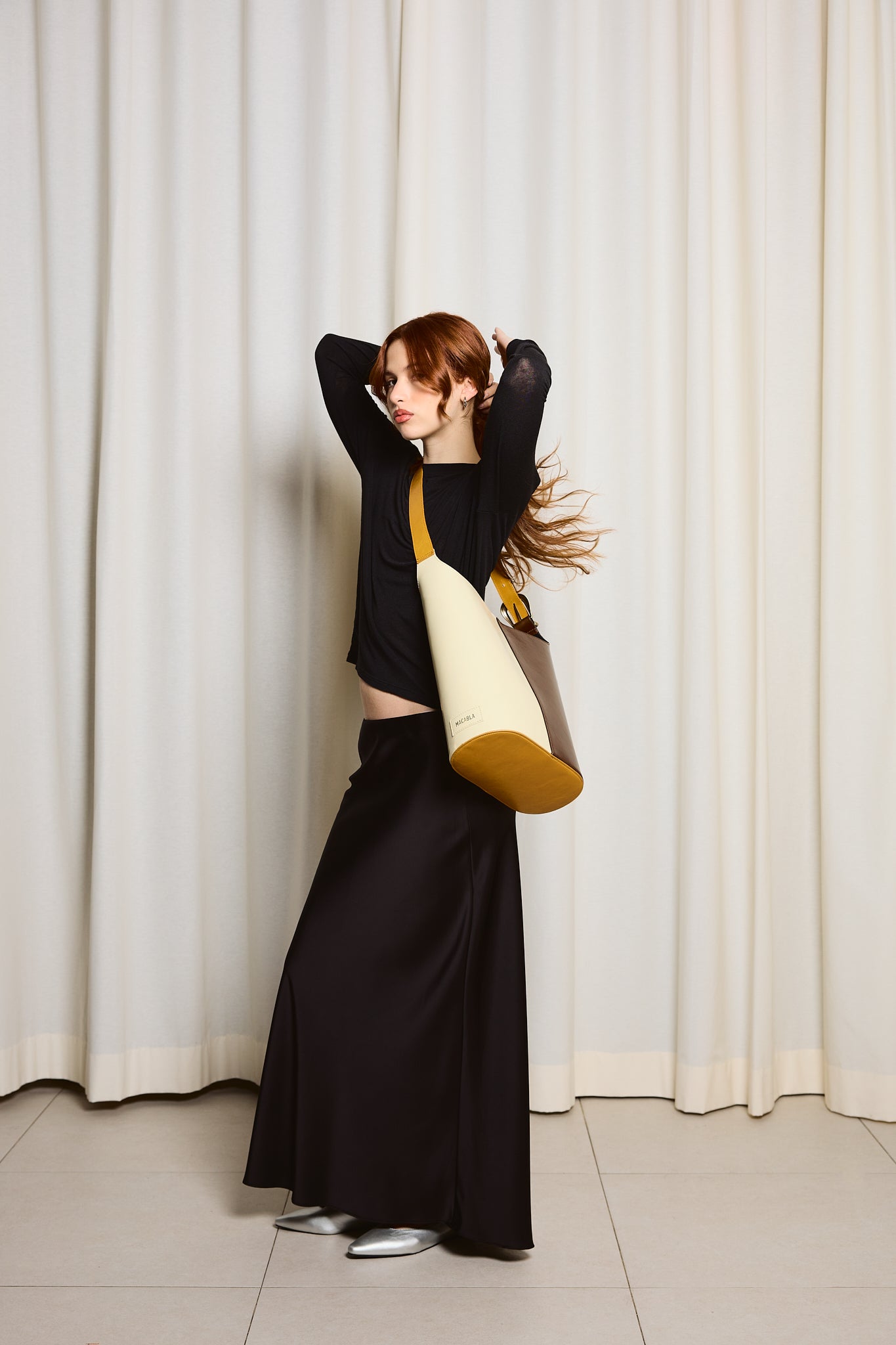 Bolso Saco Marrón y Beige