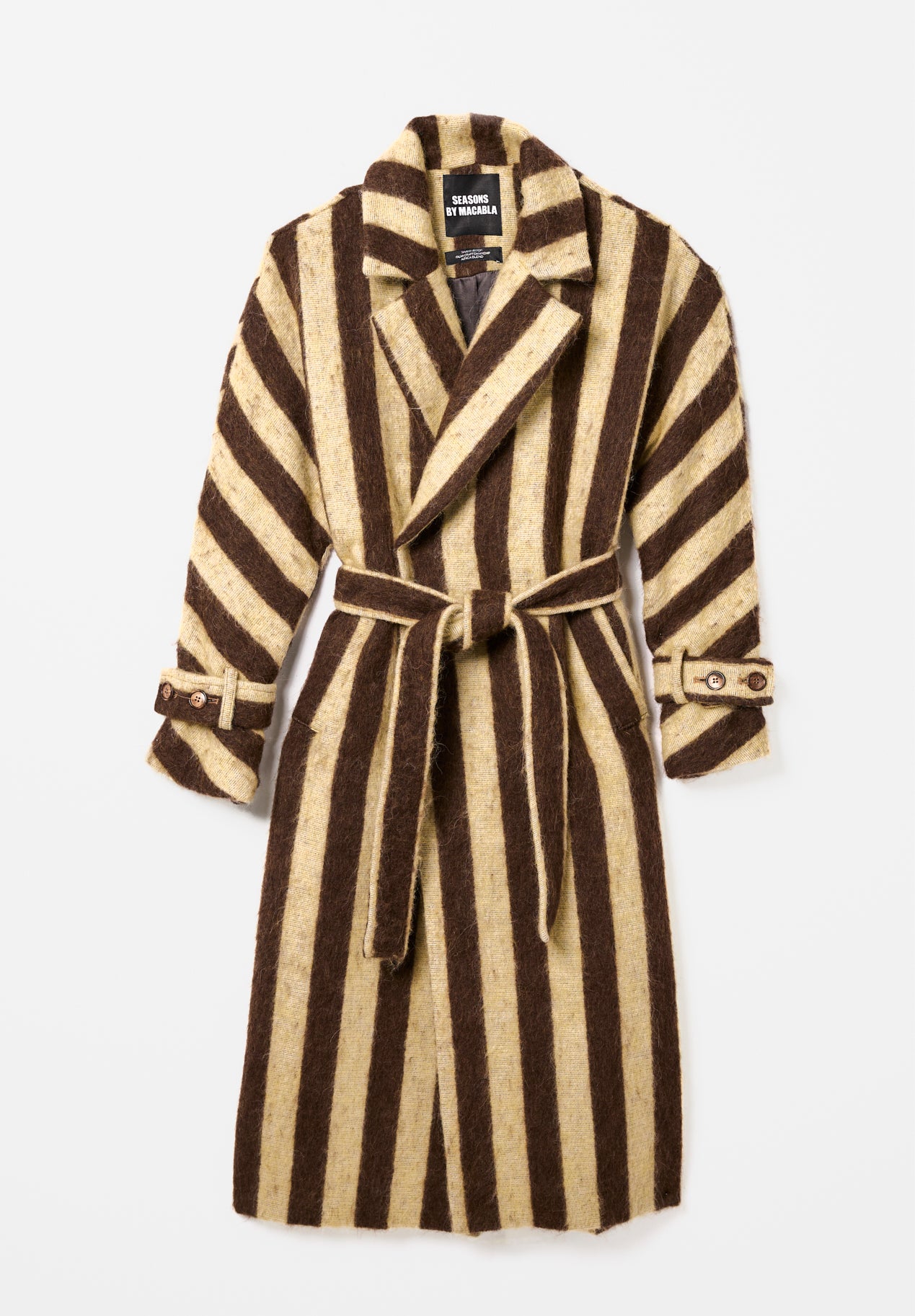 Manteau Alpaga Rayé Jaune