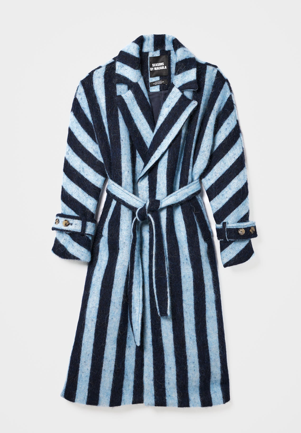 Abrigo Alpaca Rayas Azul