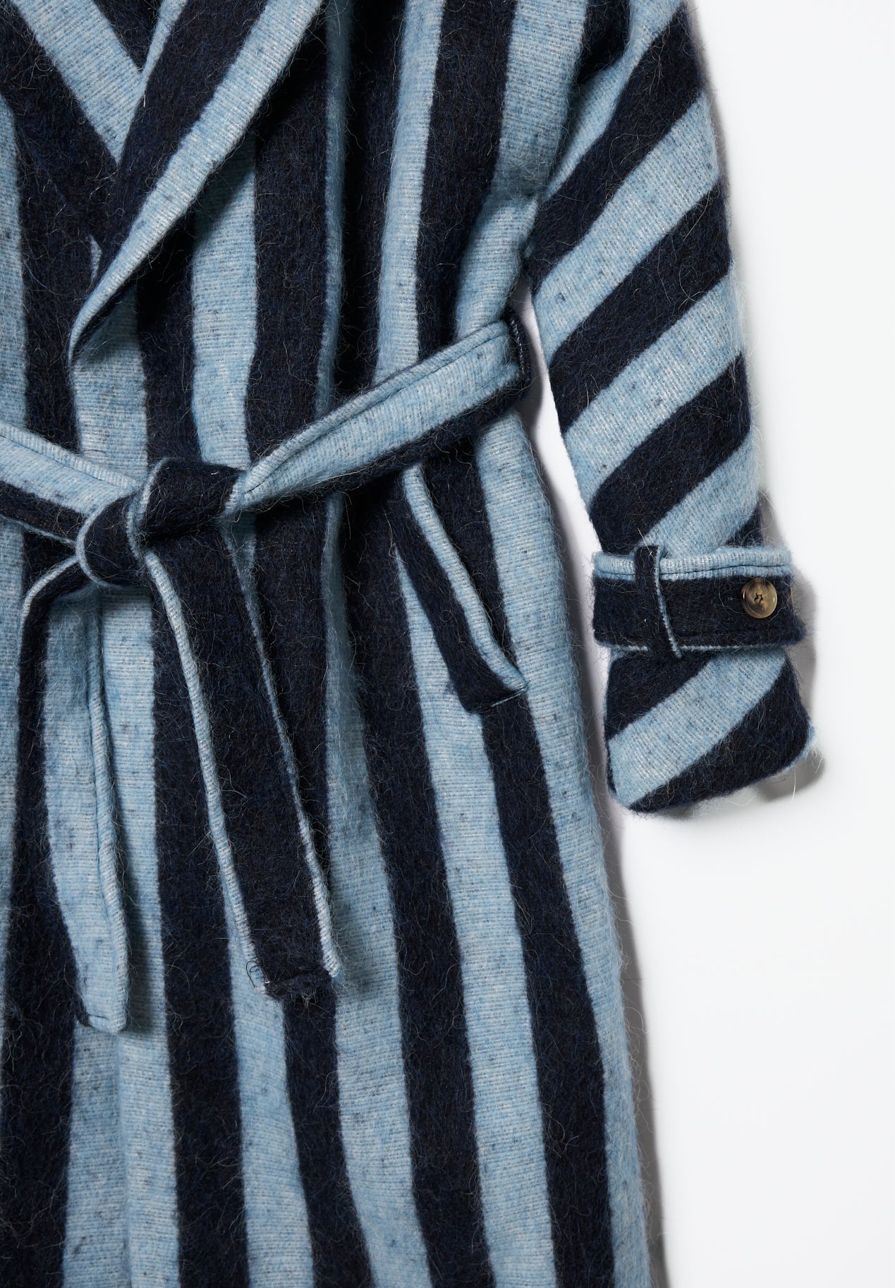 Blue Striped Alpaca Coat