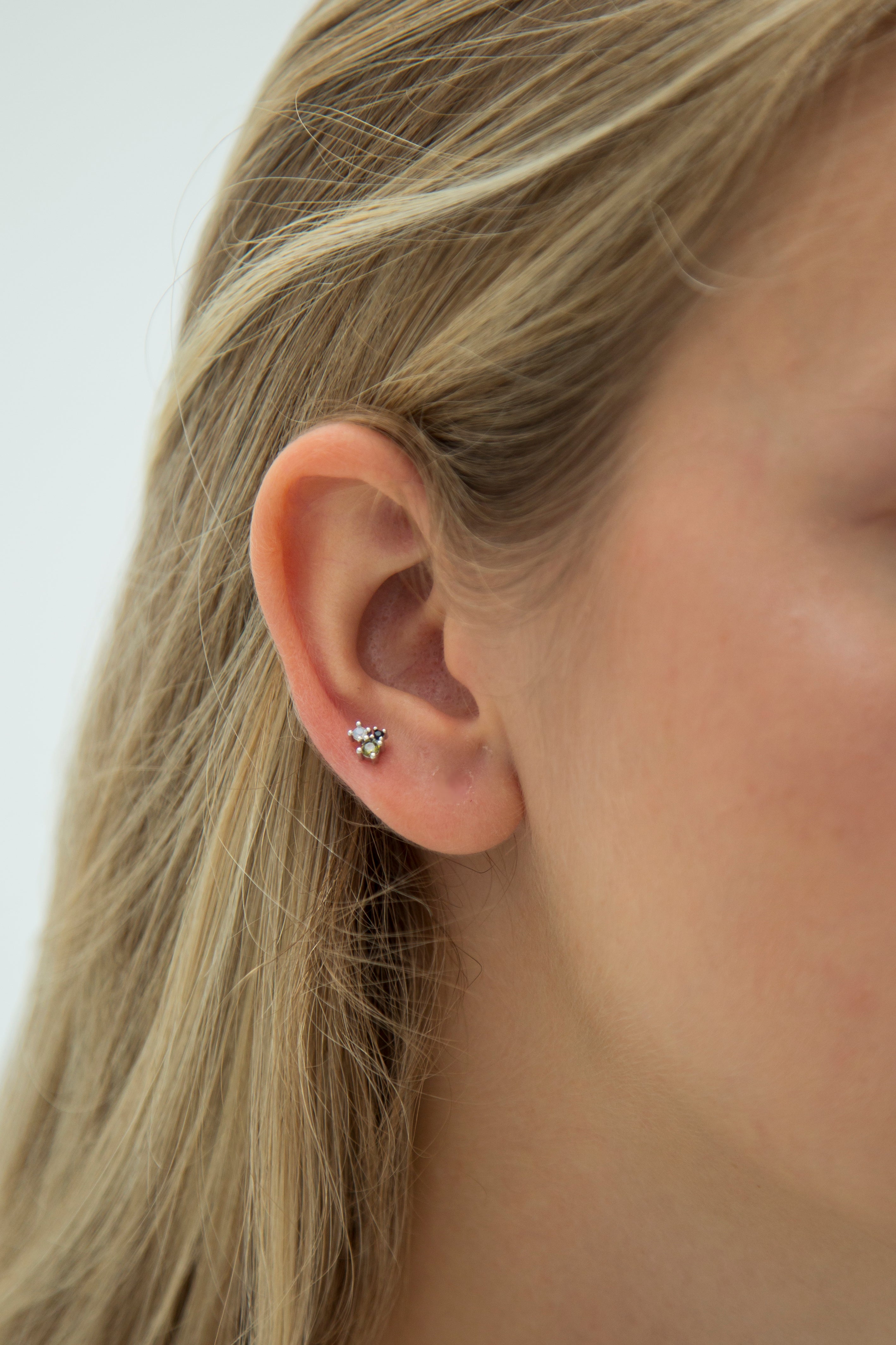 Mini Boucle d’Oreille Zircon Bleu et Vert