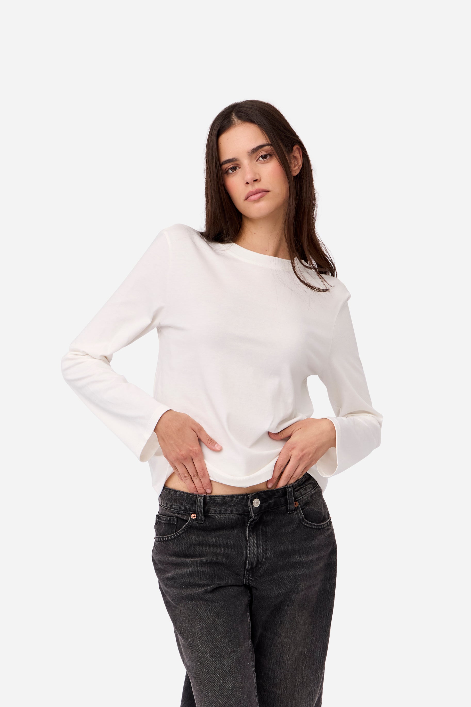 White Long Sleeve Cotton T-Shirt
