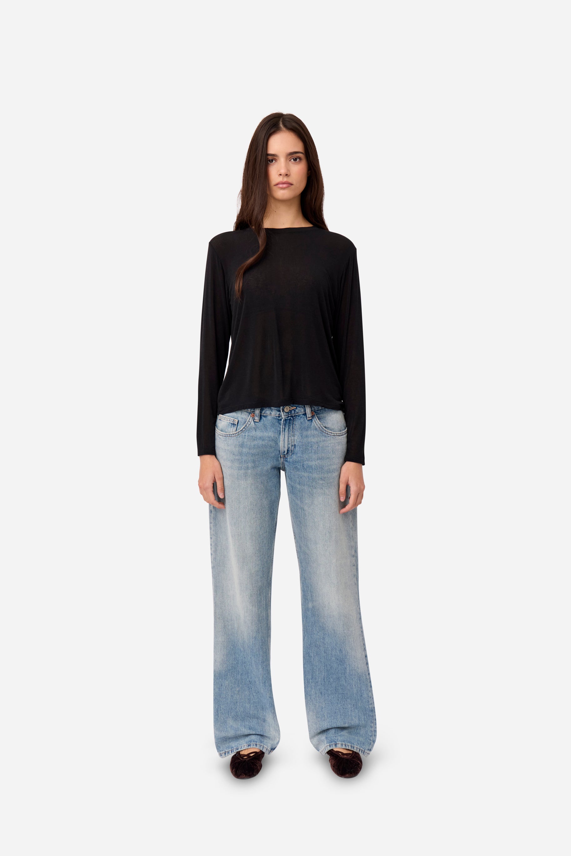 Camiseta Cashmere Manga Larga Negra