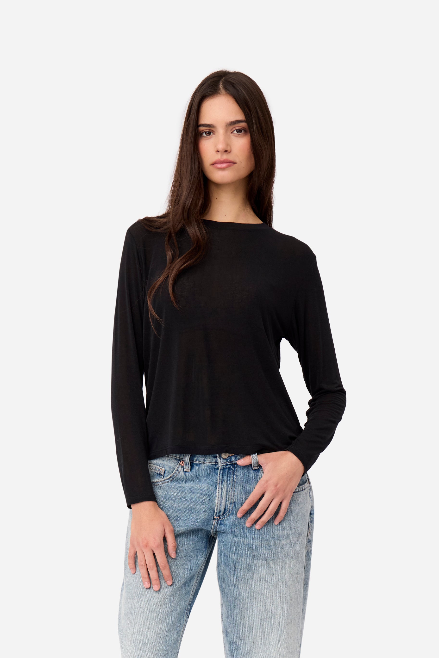 Camiseta Cashmere Manga Larga Negra