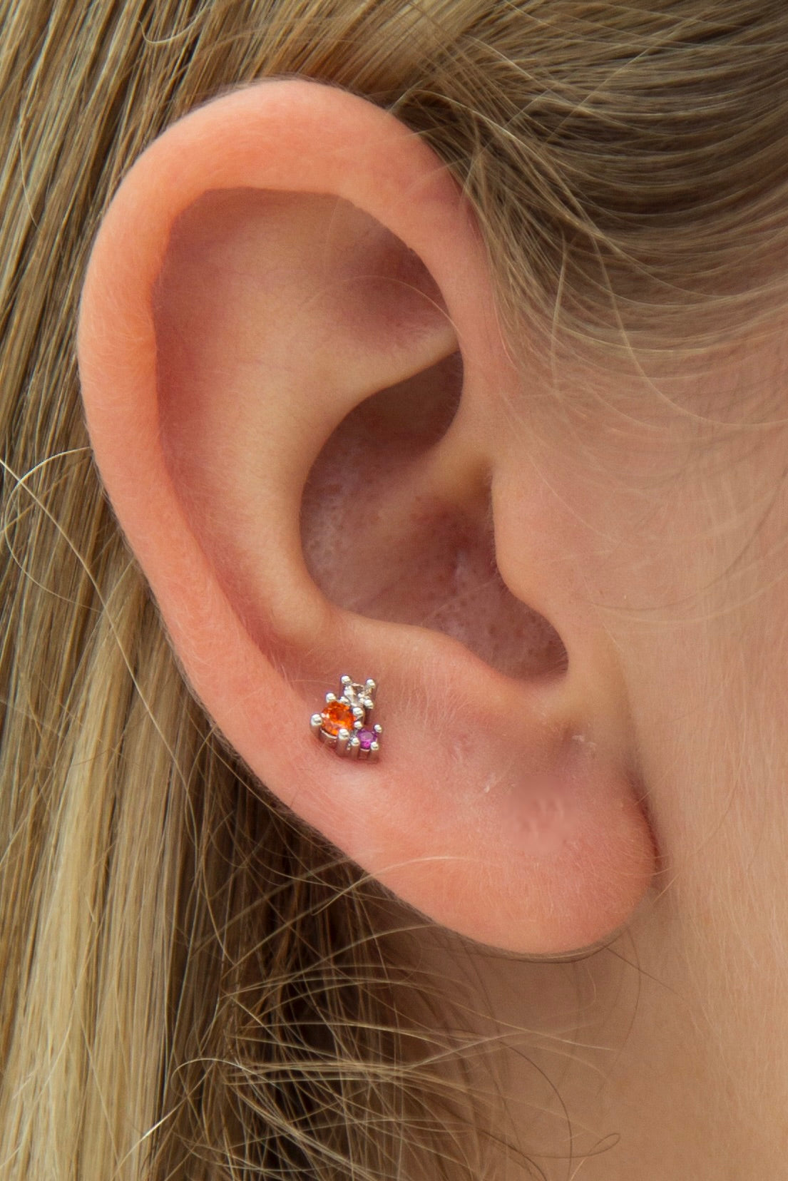 Mini Orange & Pink Zircon Earring