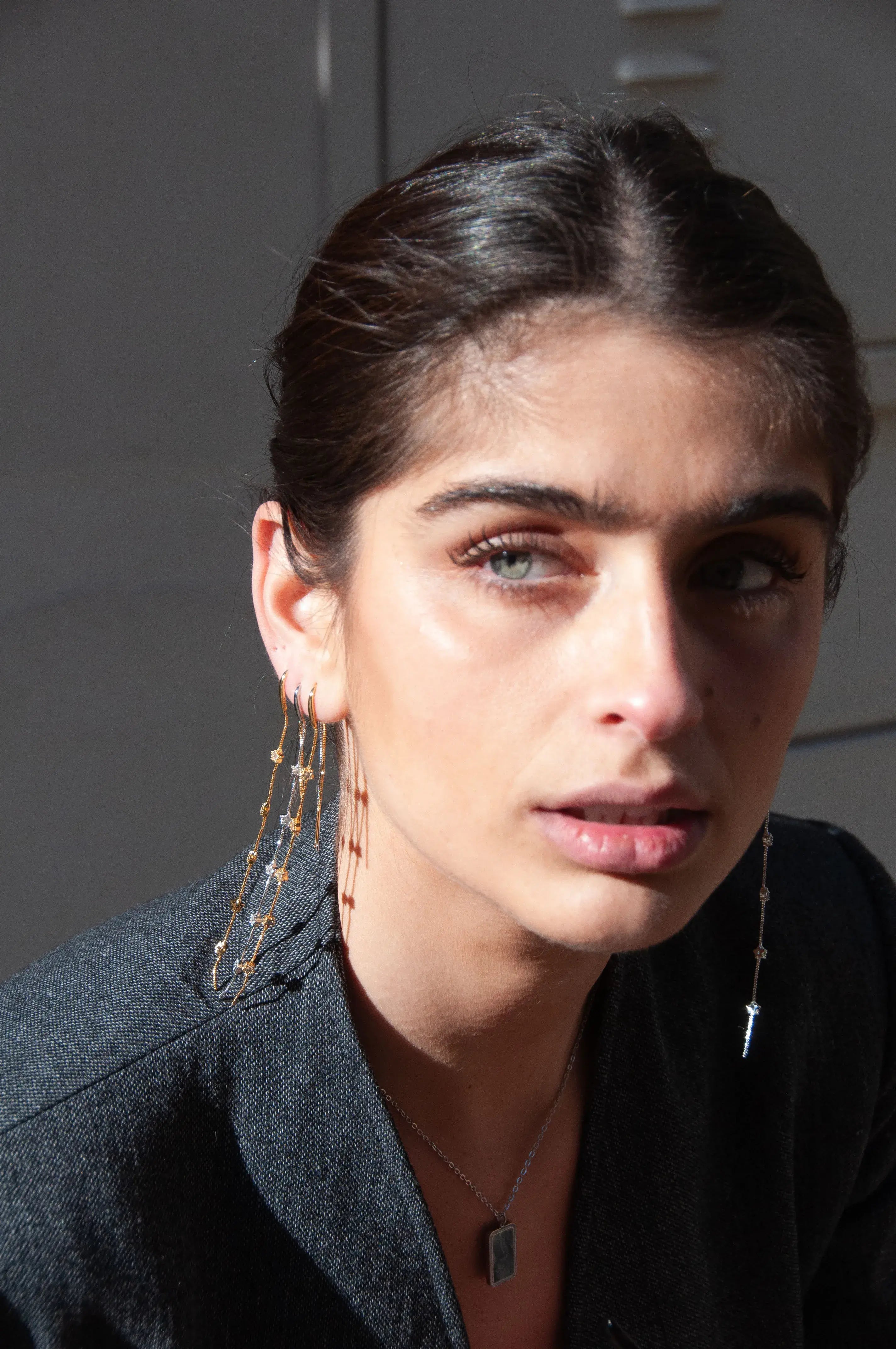 Pendiente Doble Cadena Estrellas (Unidad)