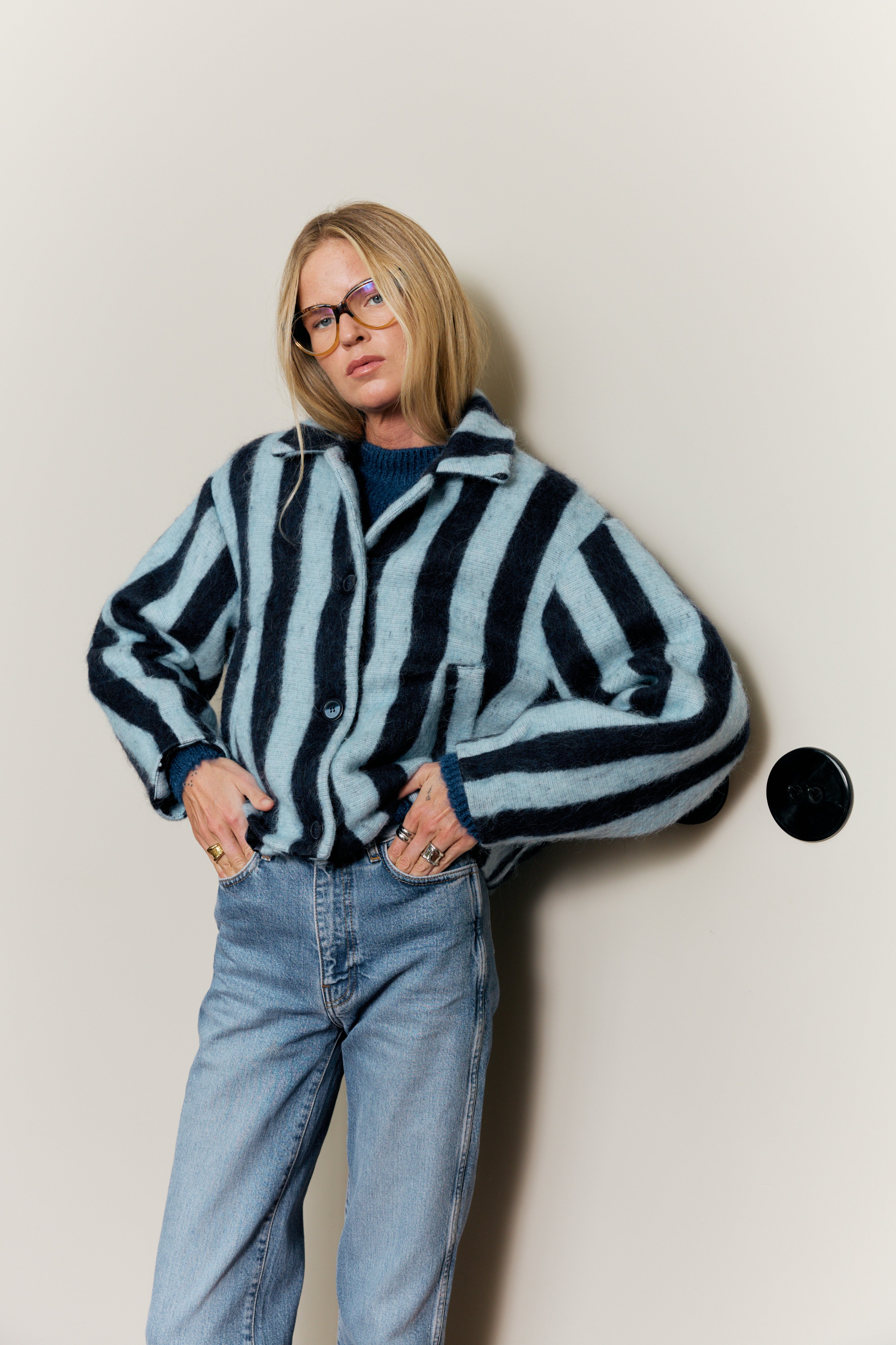 Blue Striped Alpaca Jacket