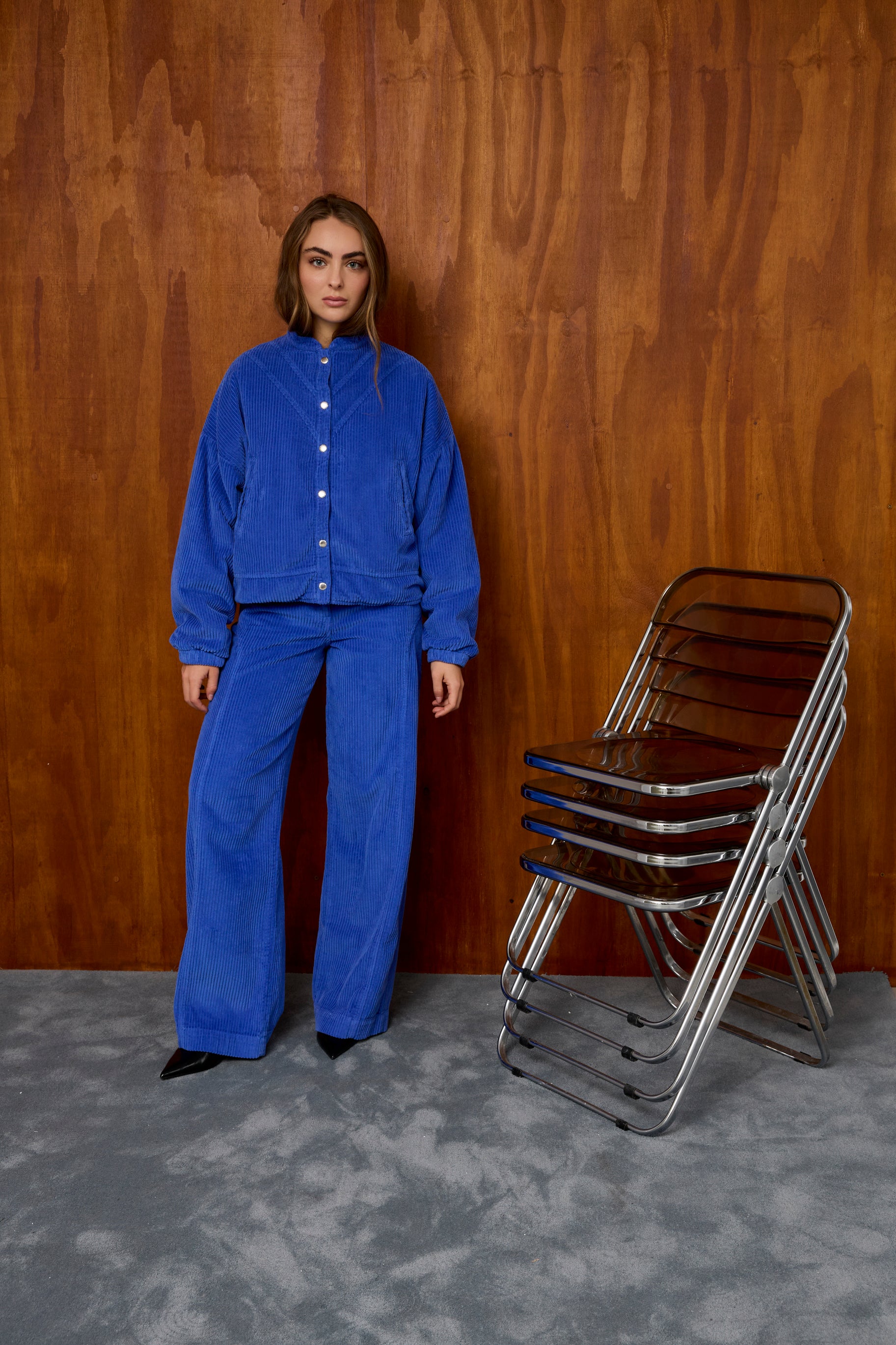 Pantalón Recto Pana Azul