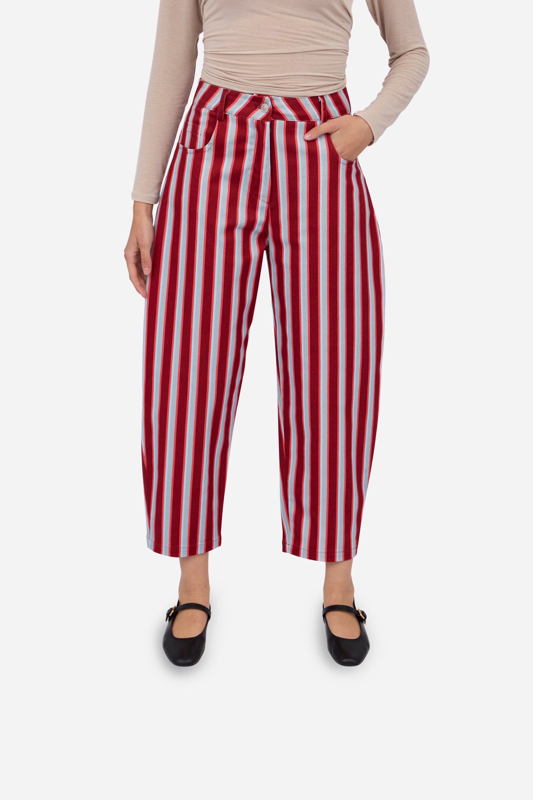 Burgundy Blue Balloon Trousers