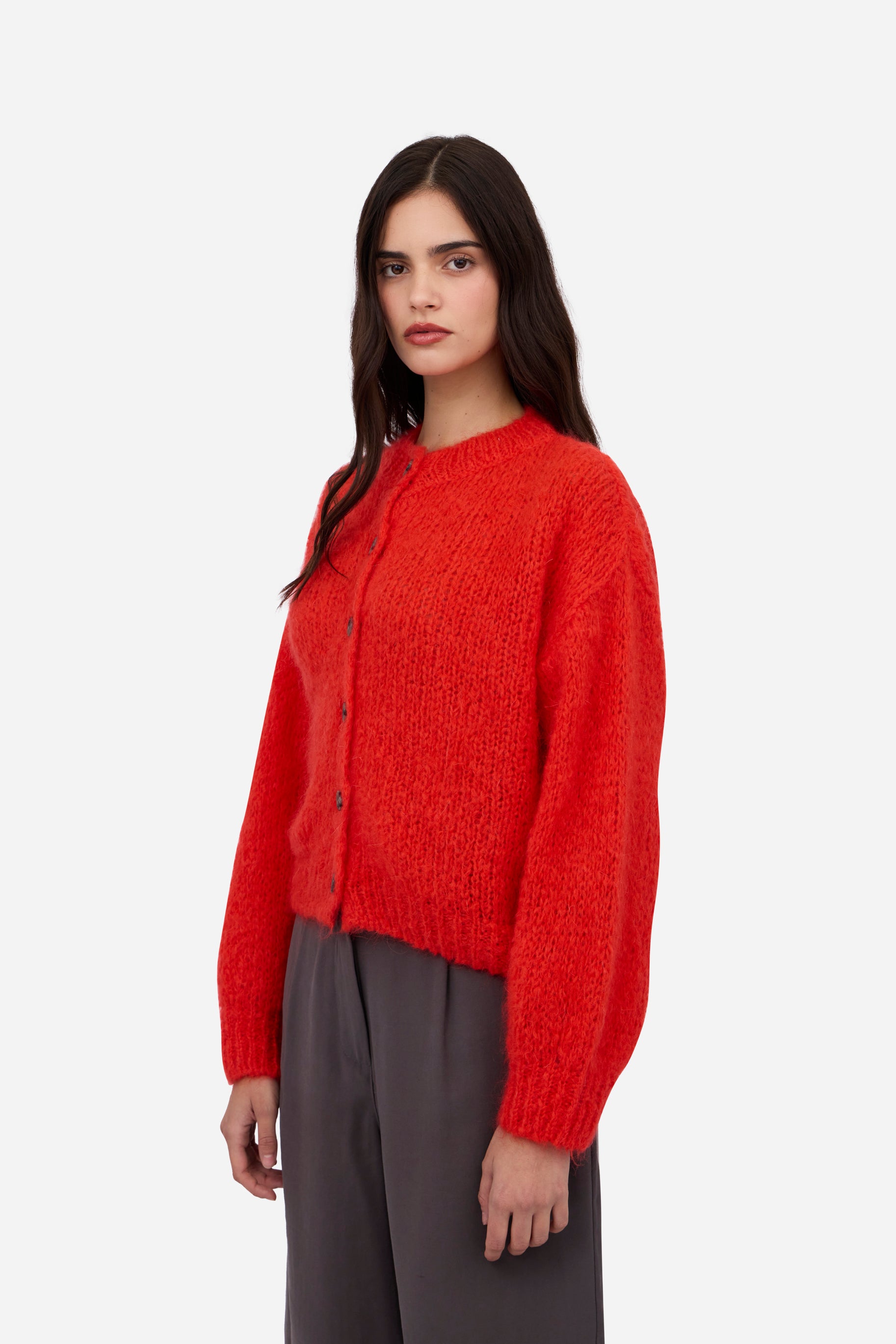 Cardigan à Boutons Rouges