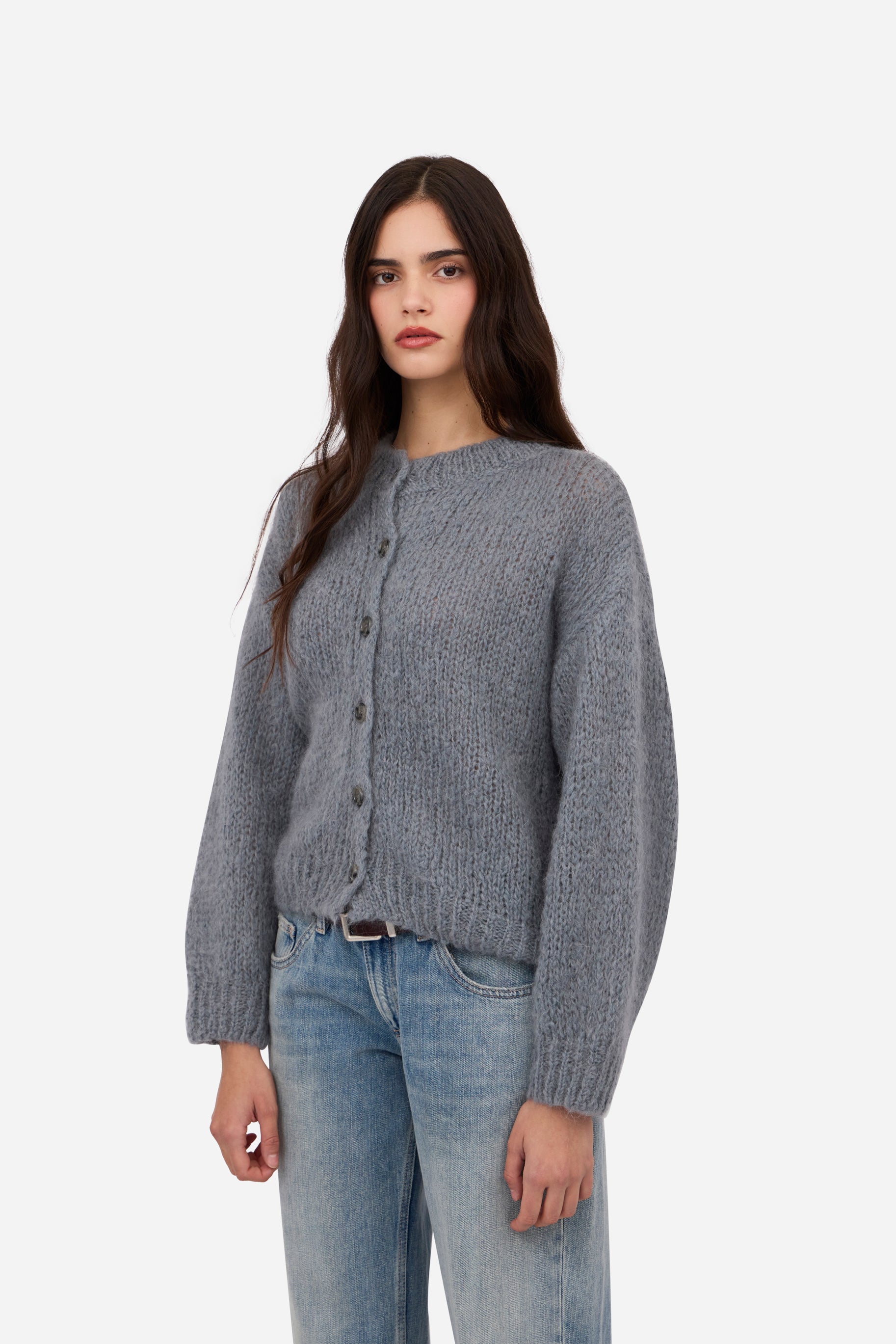 Cardigan à Boutons Gris