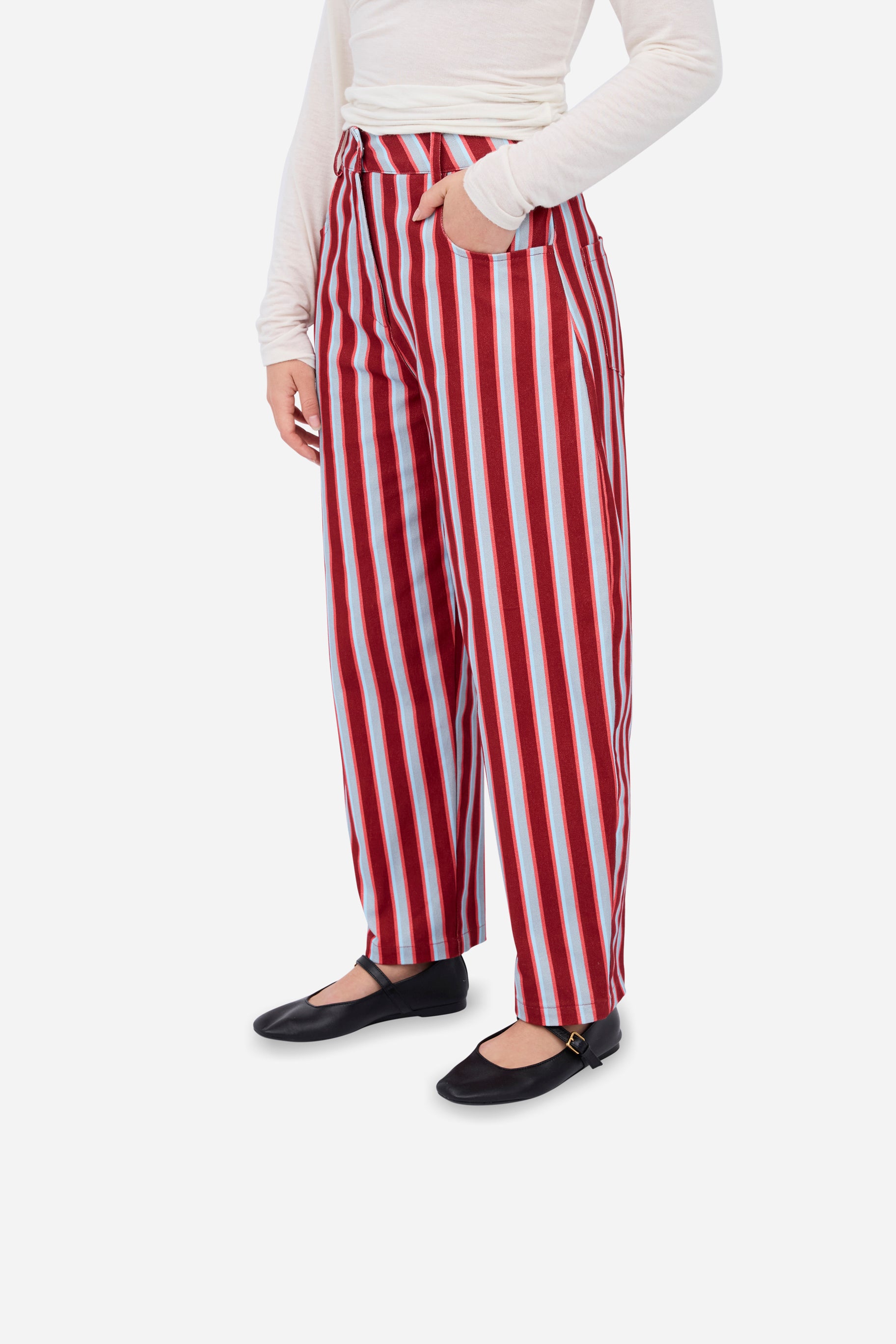 Burgundy Blue Balloon Trousers