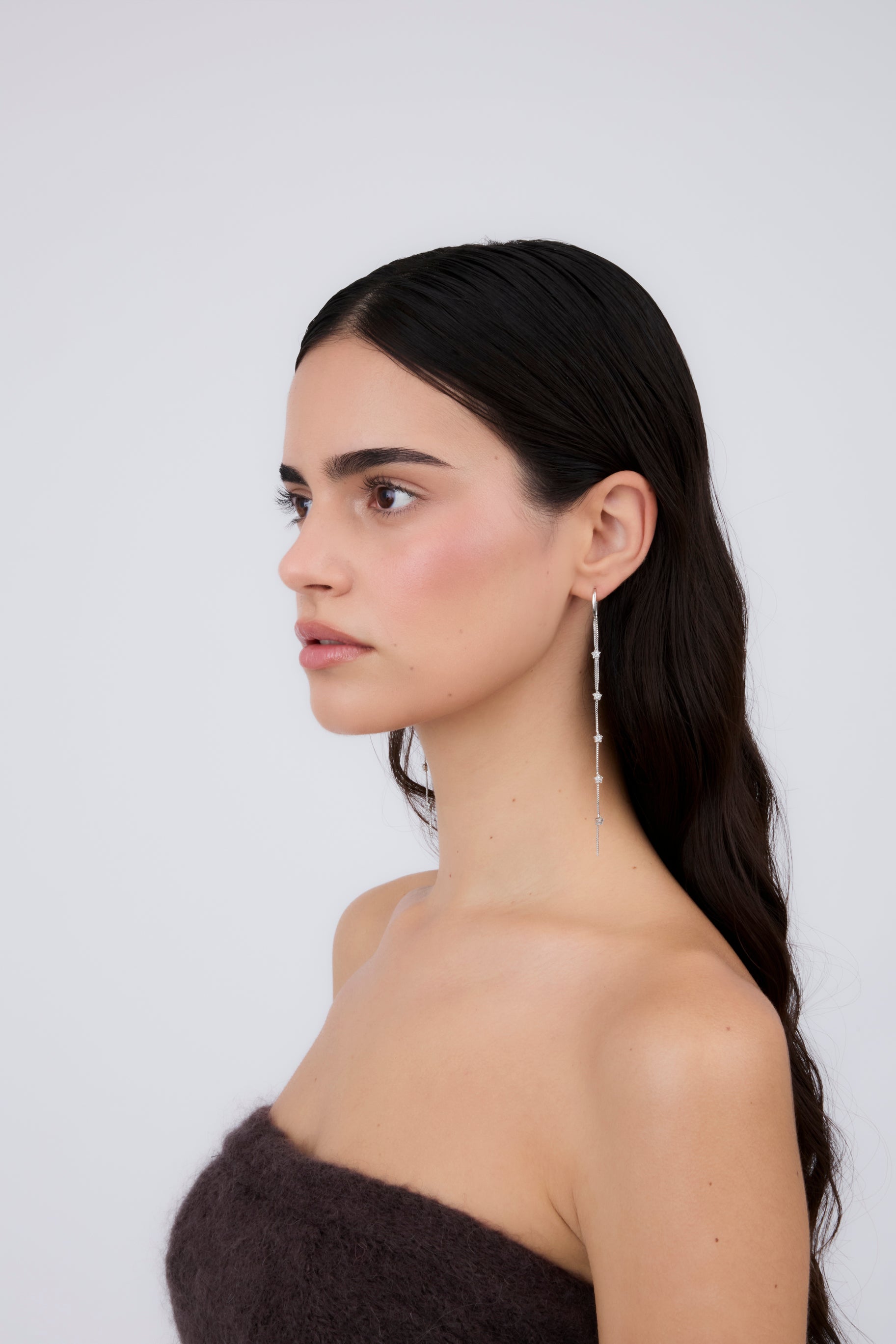 Pendiente Doble Cadena Estrellas (Unidad)