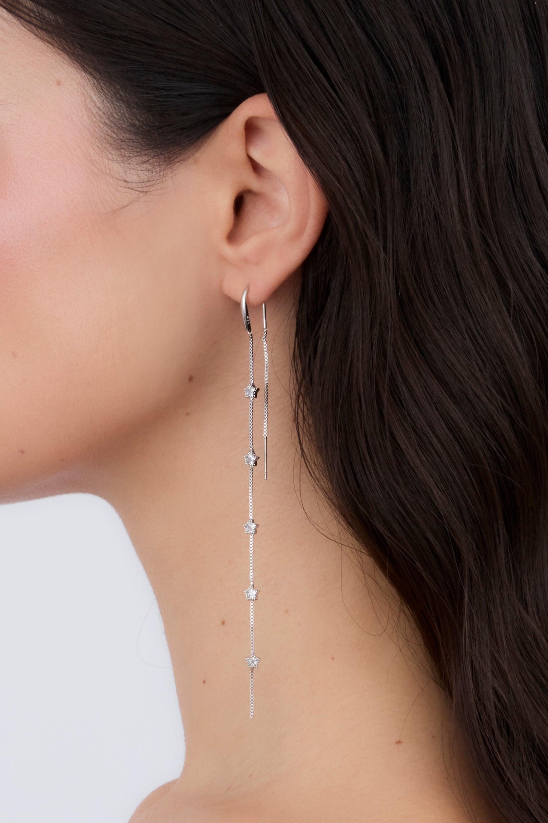 Pendiente Doble Cadena Estrellas (Unidad)