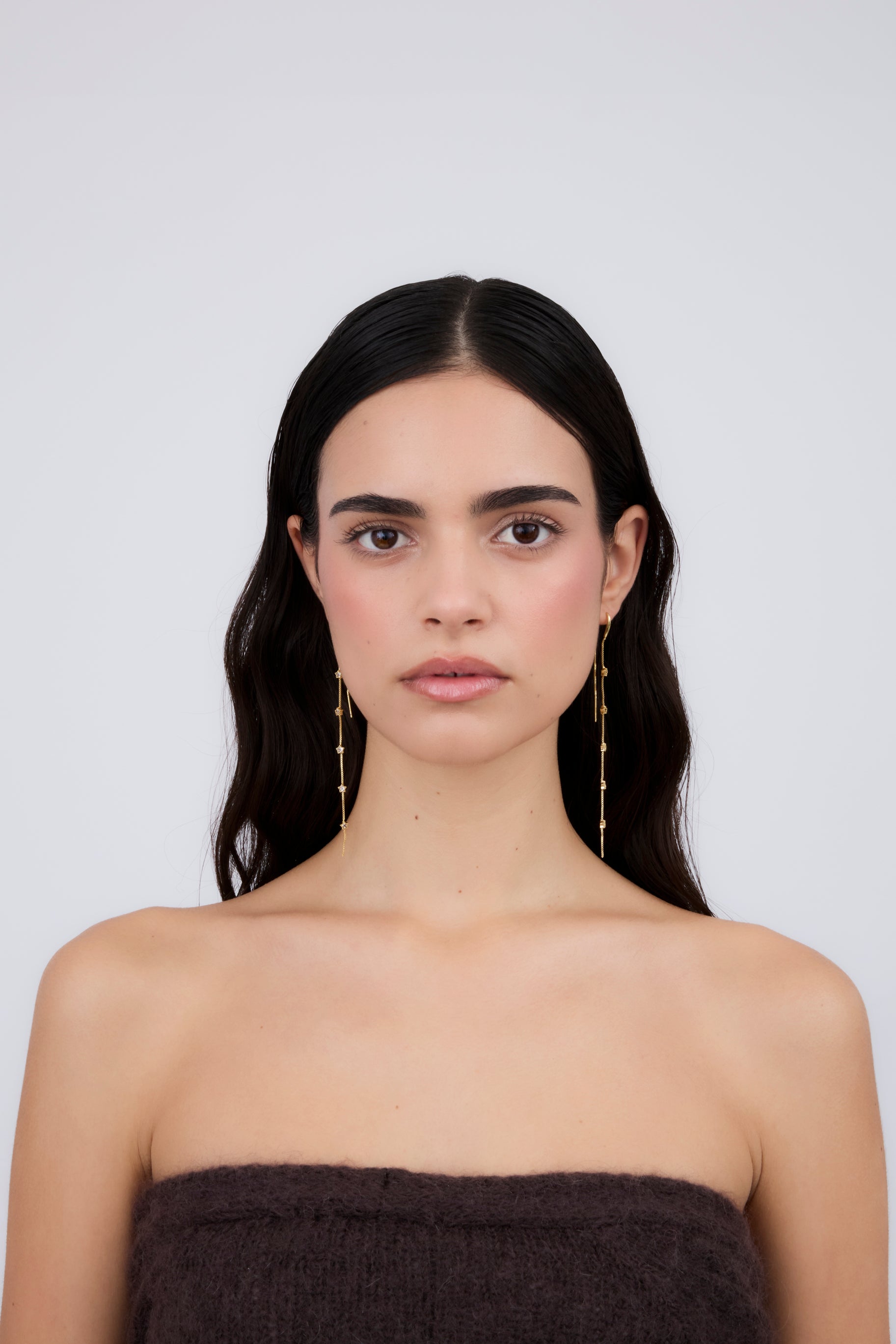 Pendiente Doble Cadena Estrellas (Unidad)