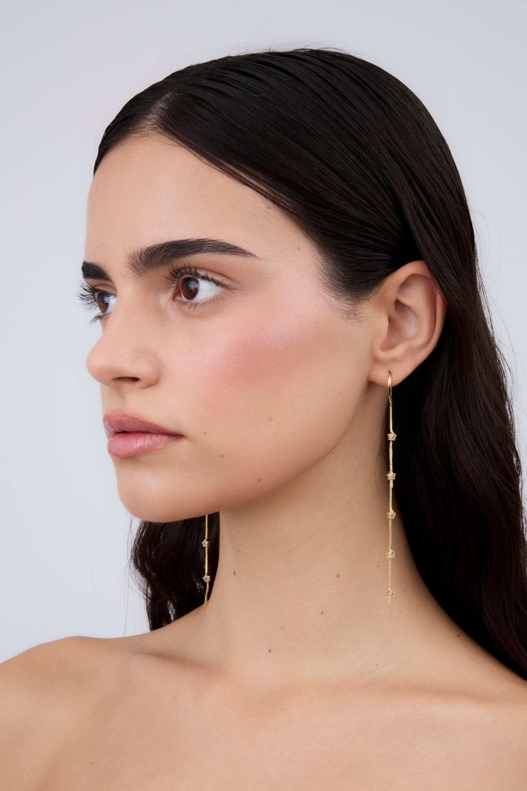 Pendiente Doble Cadena Estrellas (Unidad)