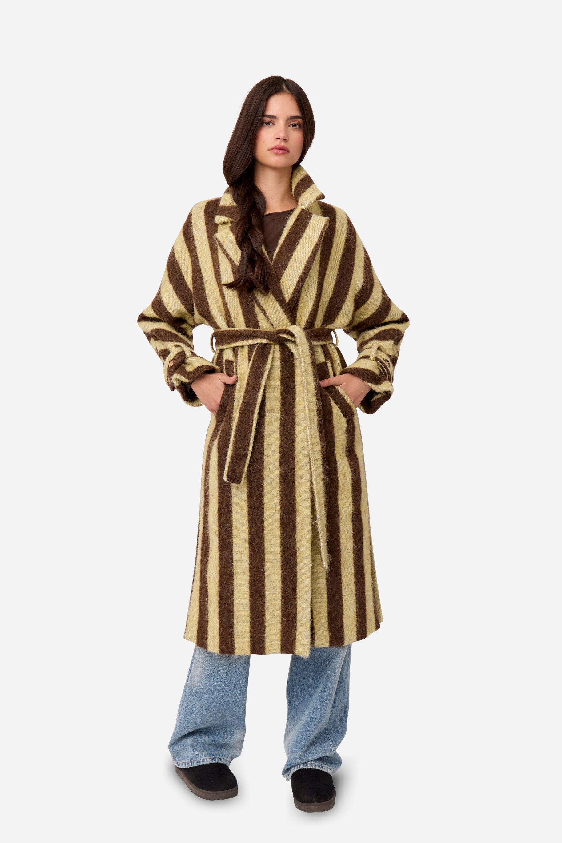 Abrigo Alpaca Rayas Amarillo