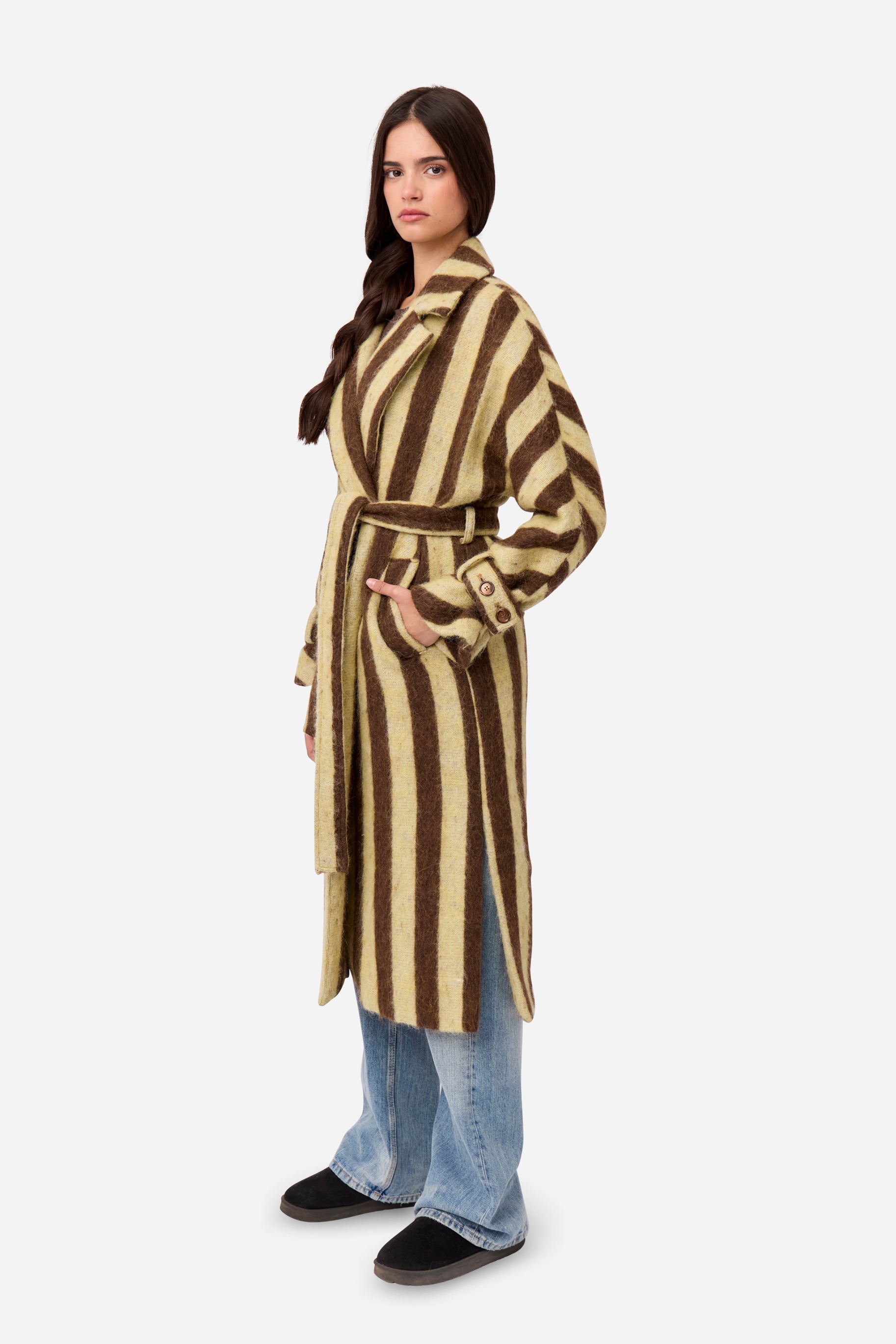 Abrigo Alpaca Rayas Amarillo