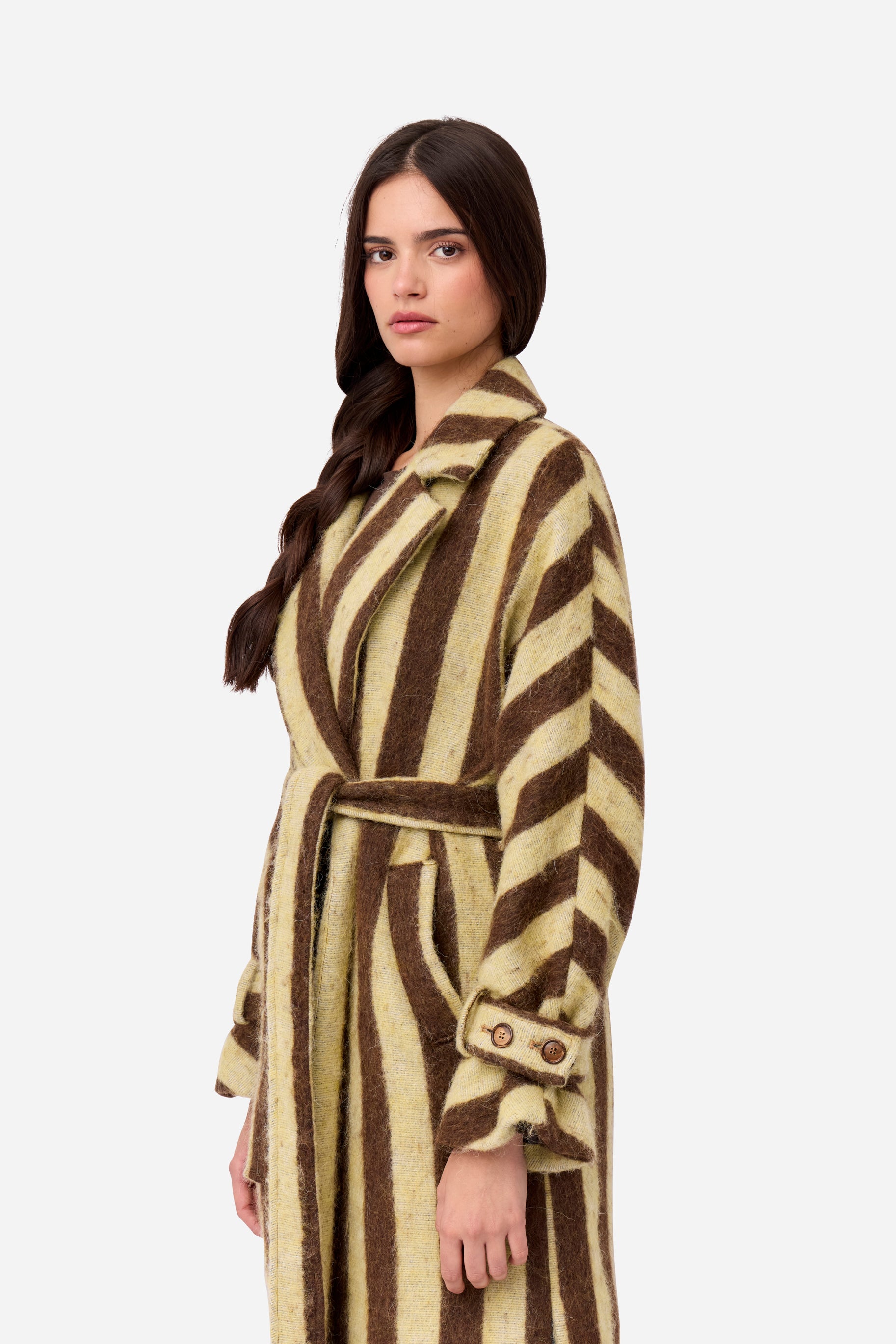Abrigo Alpaca Rayas Amarillo