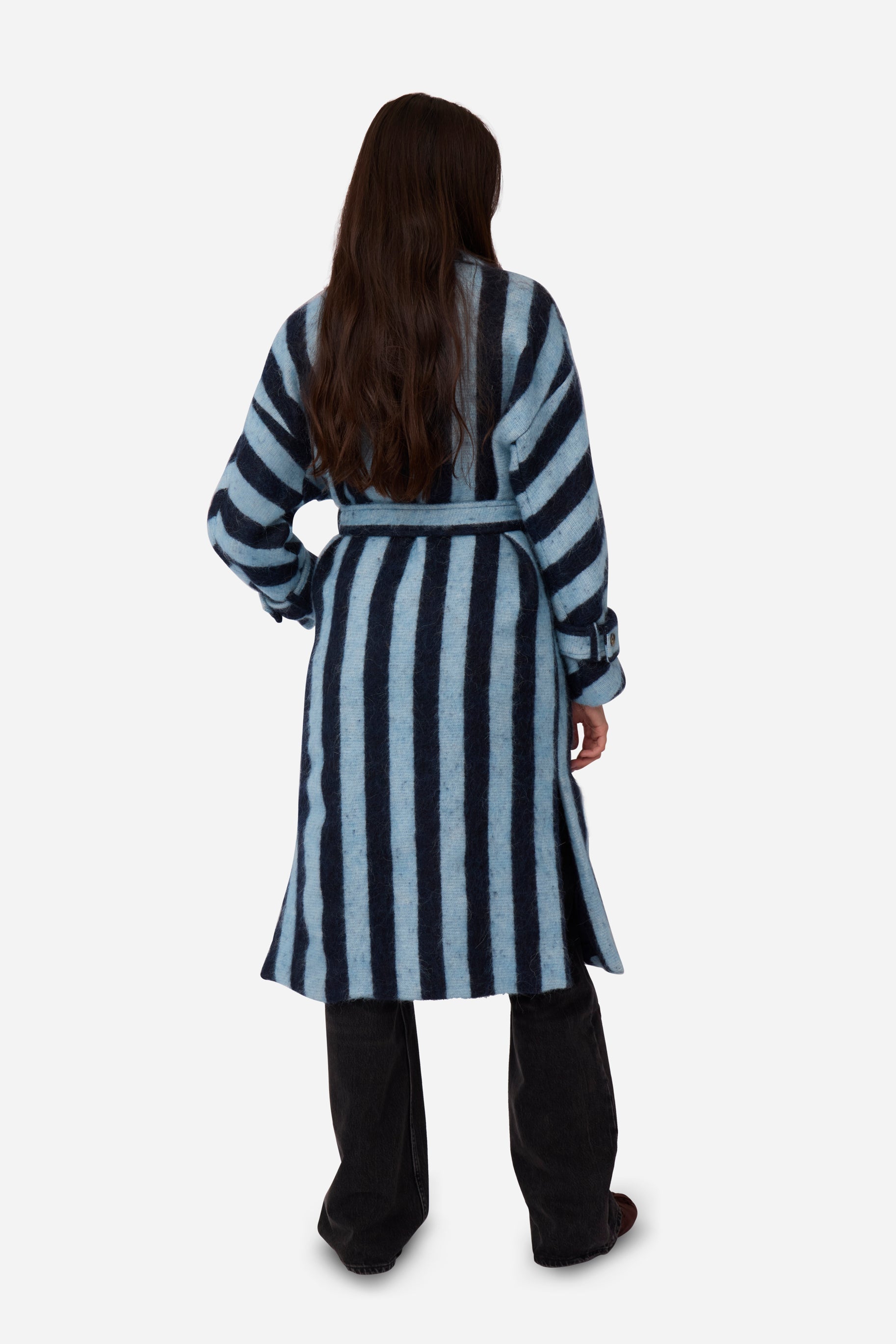 Abrigo Alpaca Rayas Azul