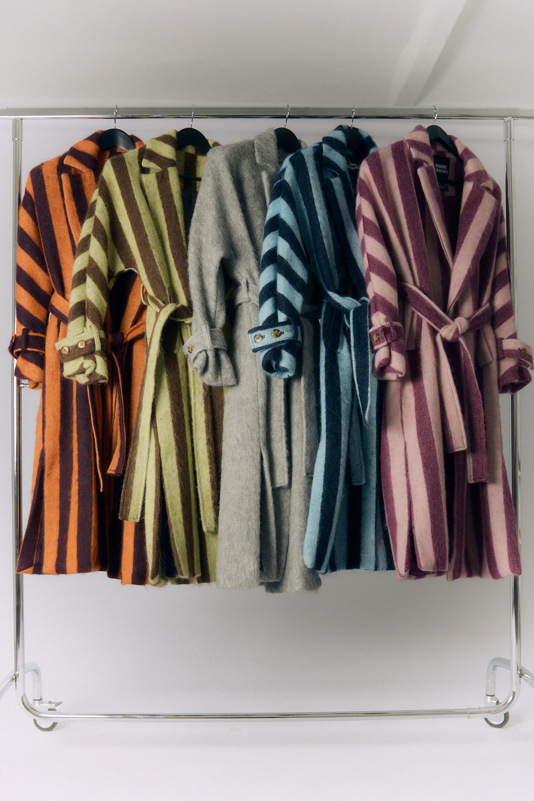 Manteau Alpaga Rayures Bleues