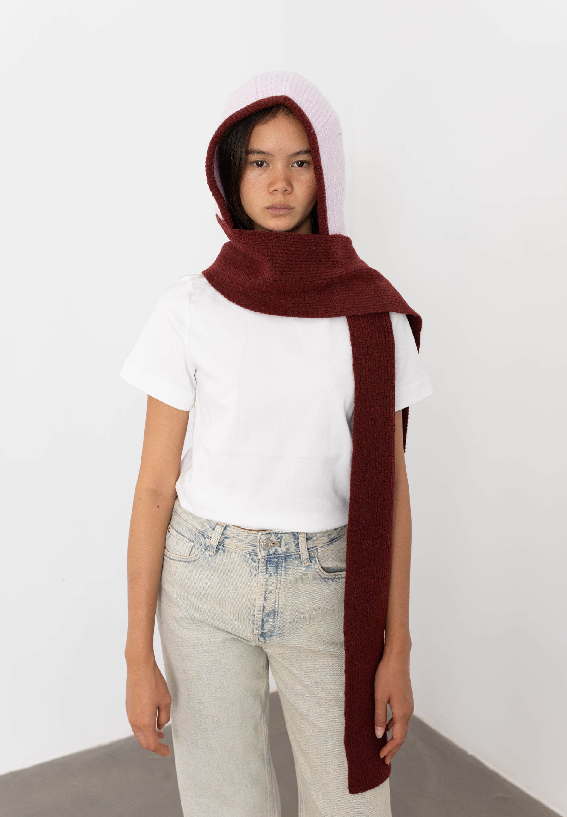Garnet and Pink Balaclava Scarf