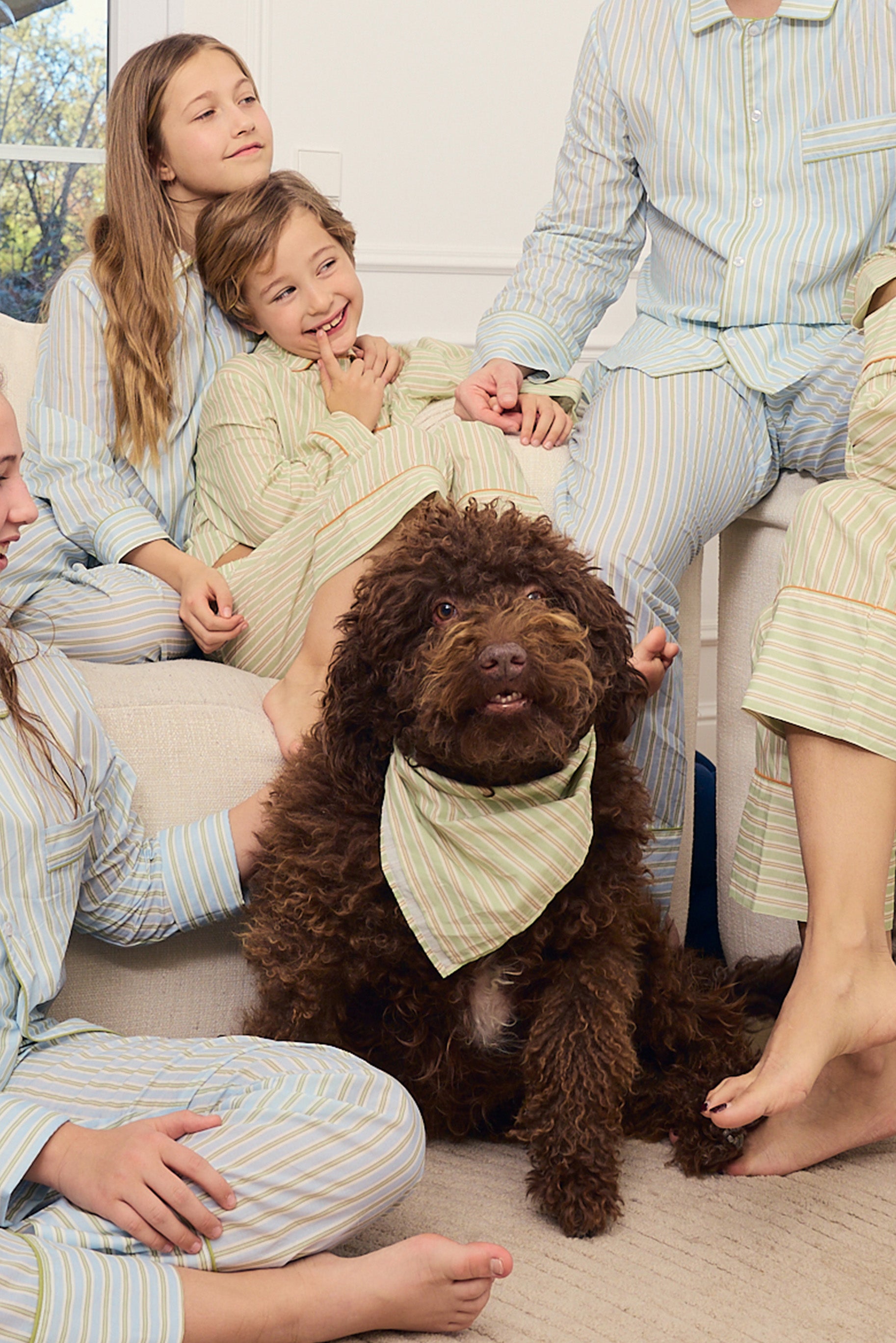 Pyjama à rayures vertes + bandana