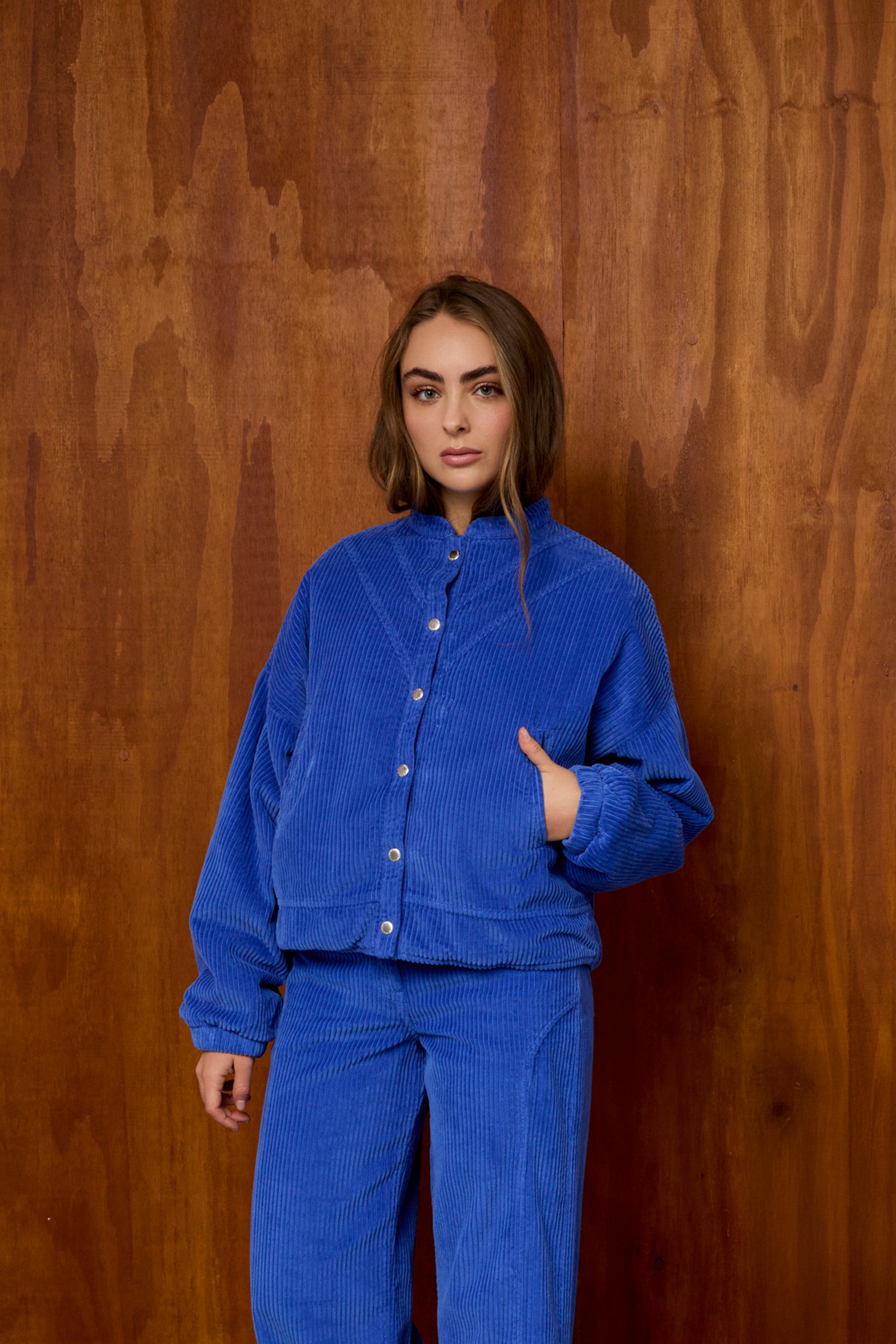 Blue Corduroy Bomber