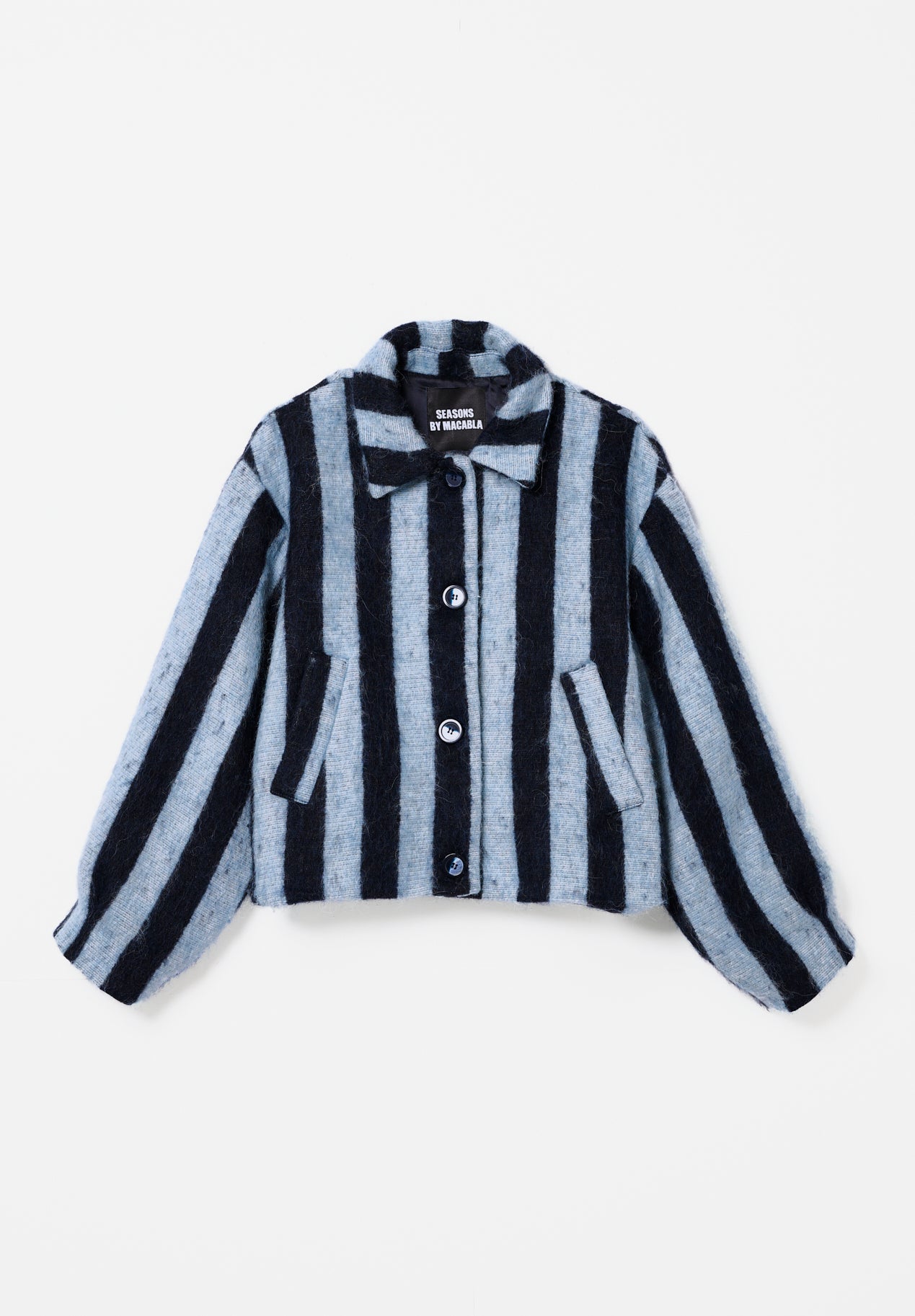 Blue Striped Alpaca Jacket