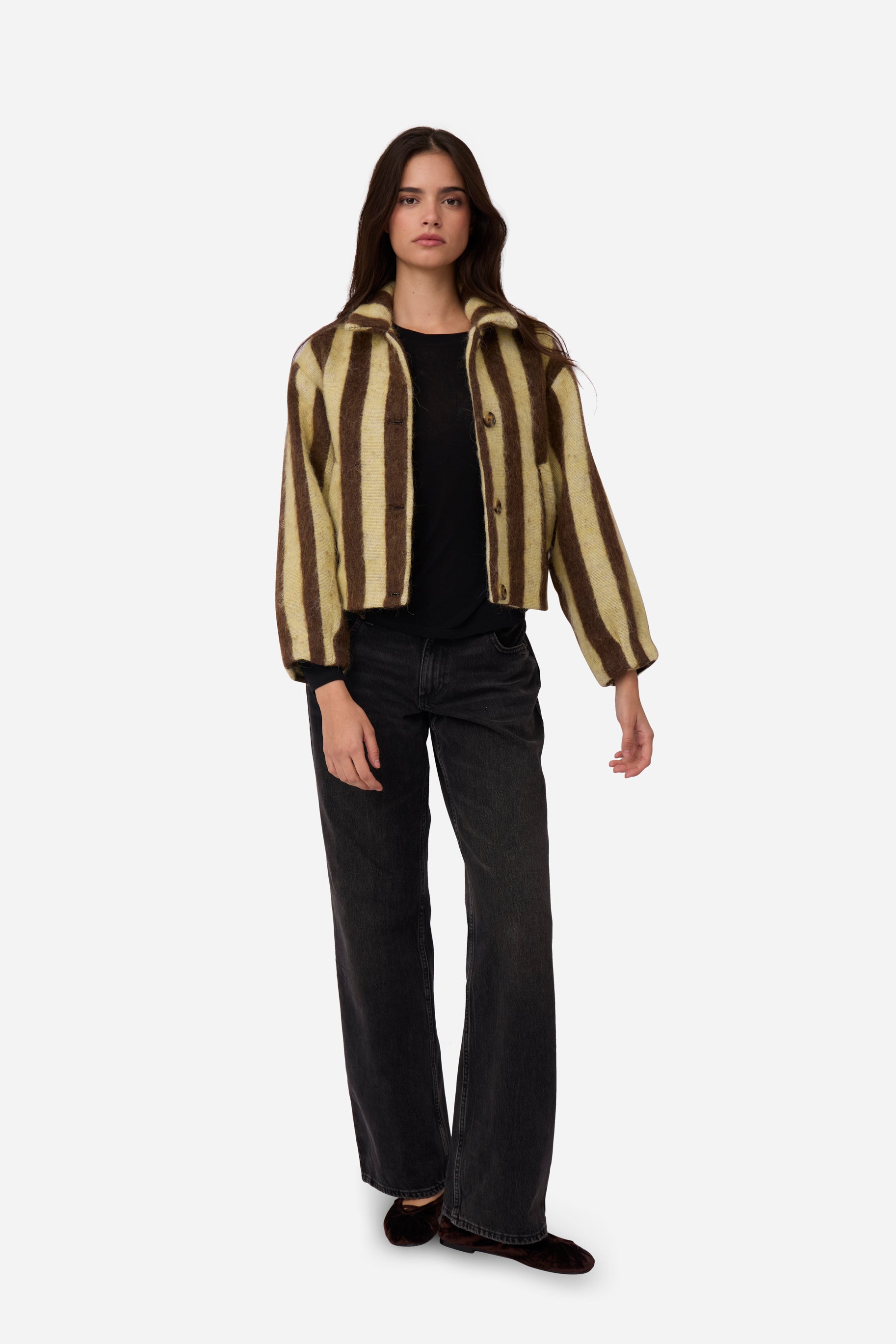 Yellow Striped Alpaca Jacket