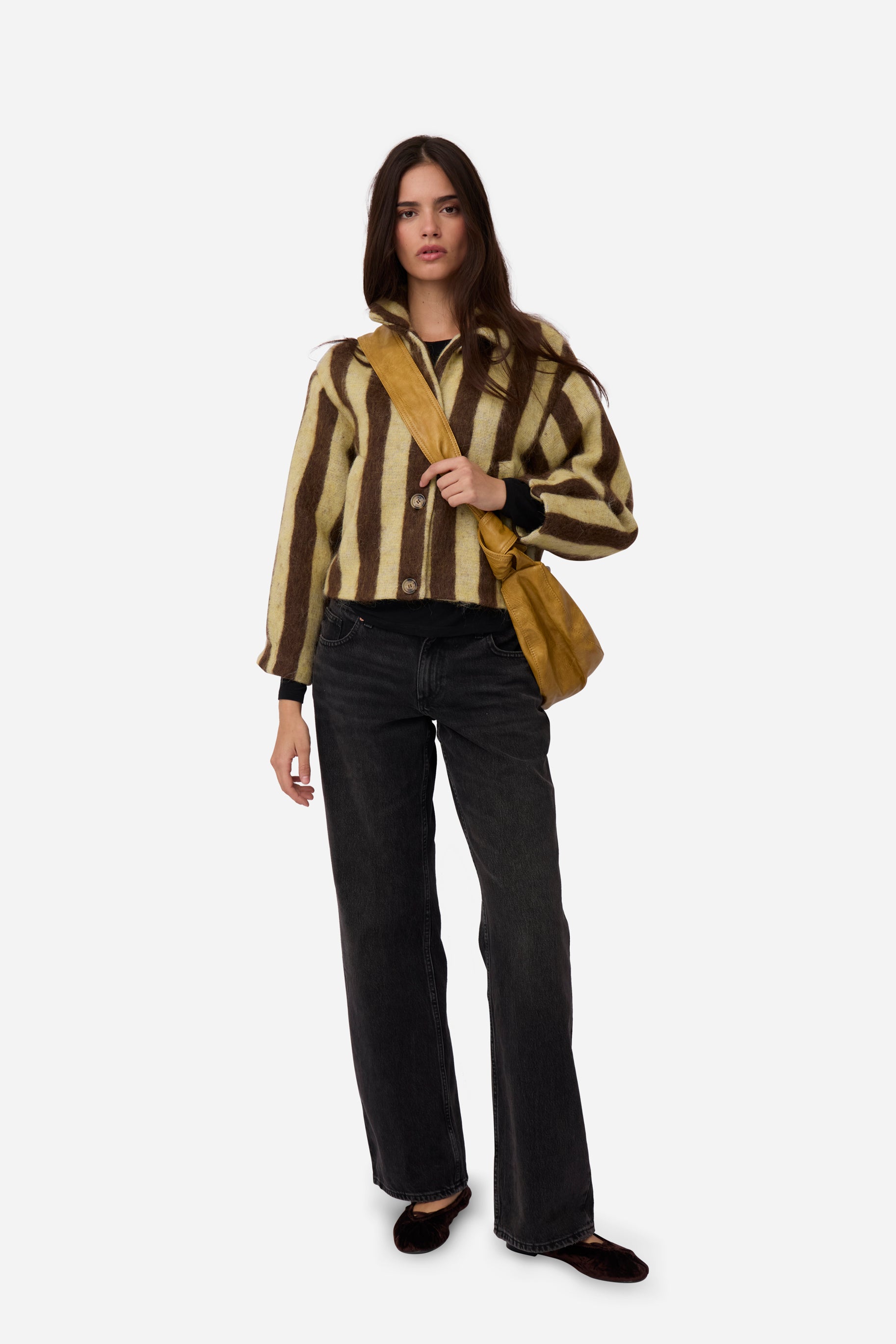 Yellow Striped Alpaca Jacket