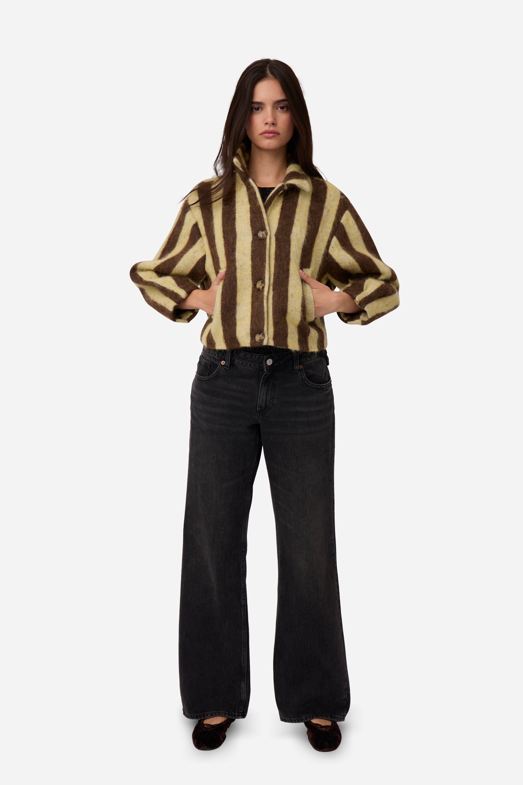 Yellow Striped Alpaca Jacket