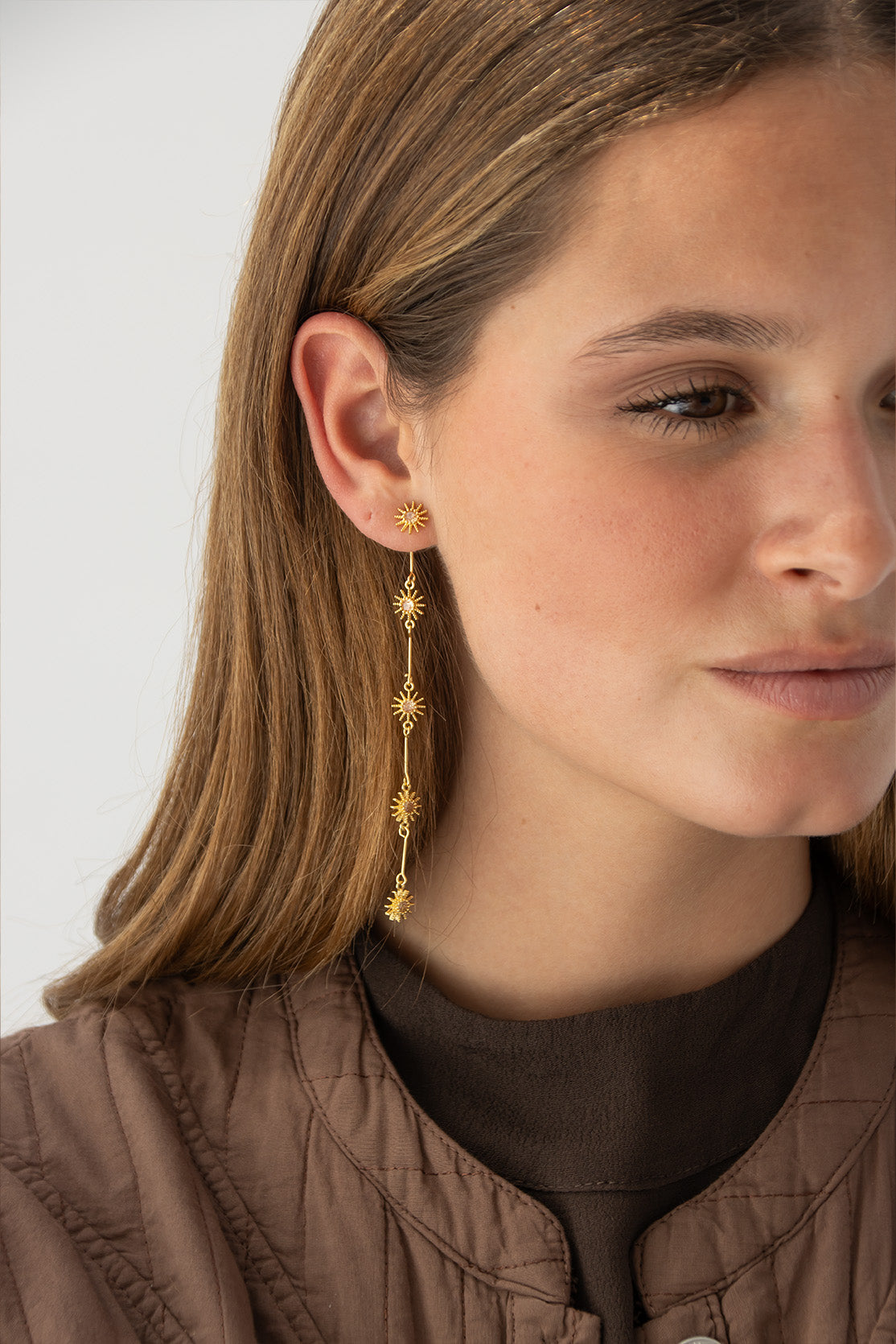Brown Sun Detachable Earrings