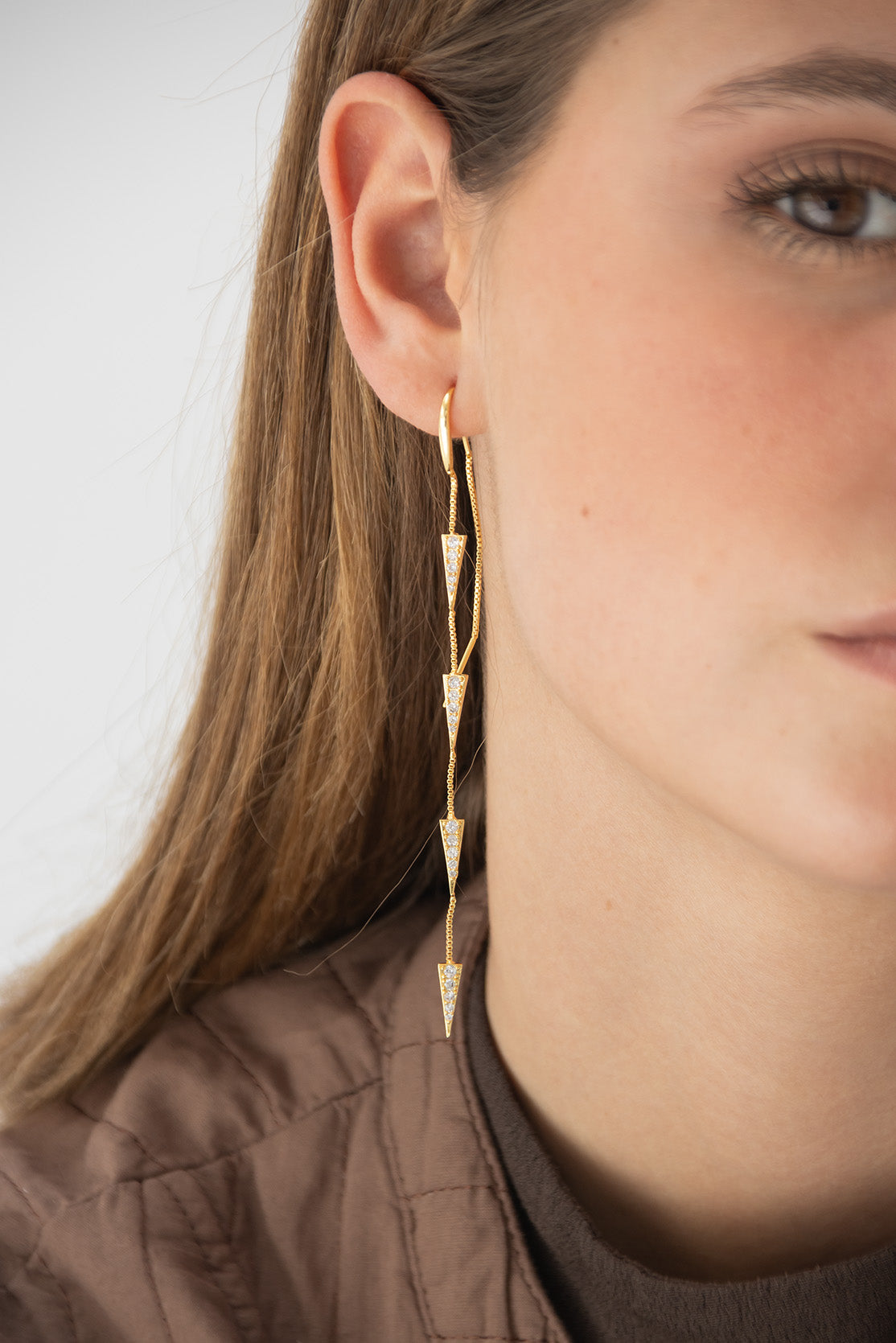 Double Chain 4 Spikes Earrings (Unit)
