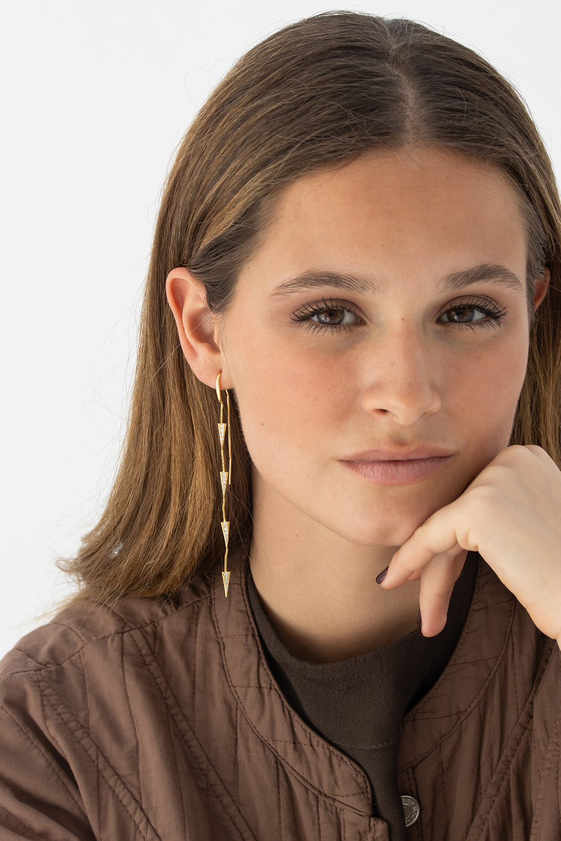 Double Chain 4 Spikes Earrings (Unit)