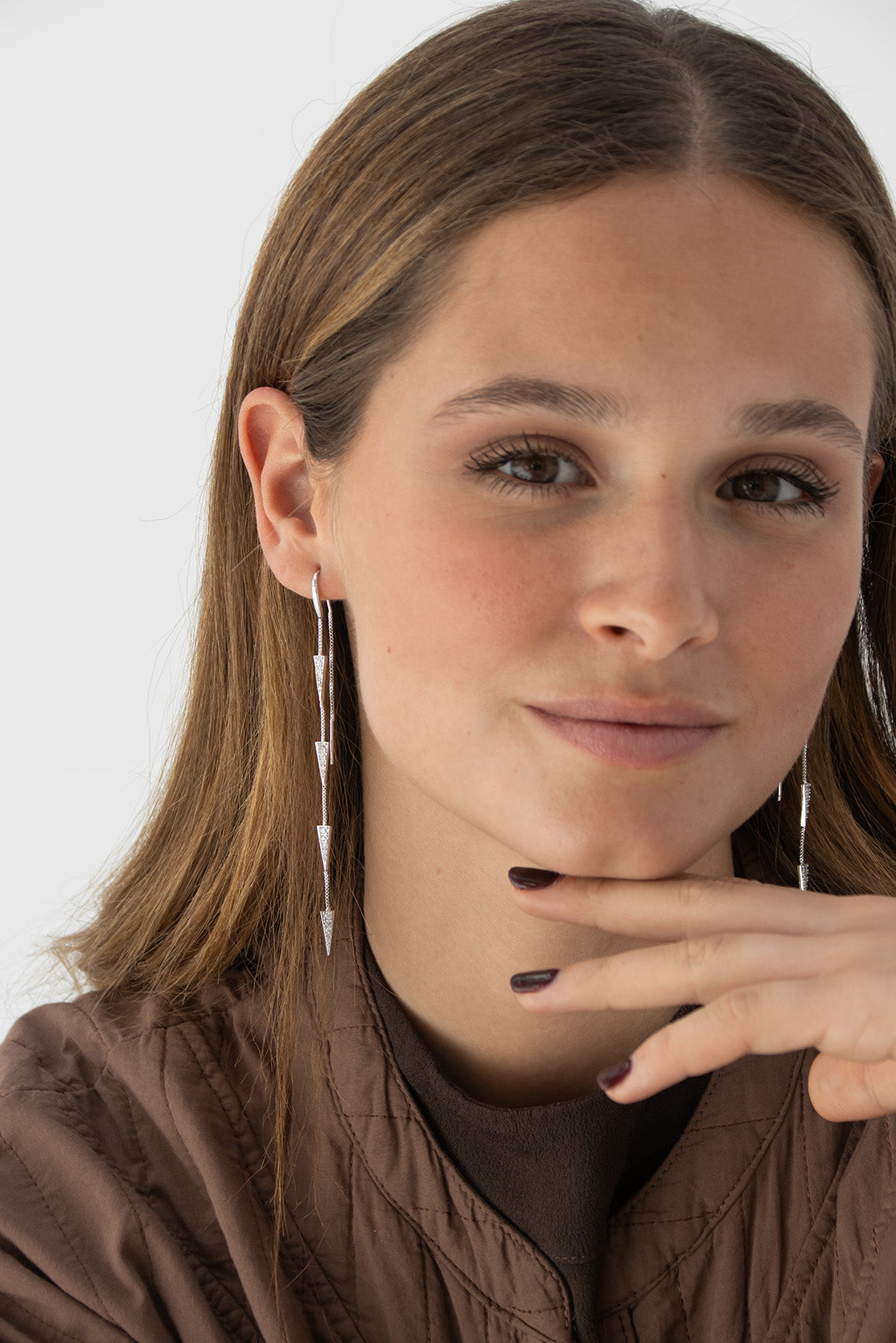 Double Chain 4 Spikes Earrings (Unit)