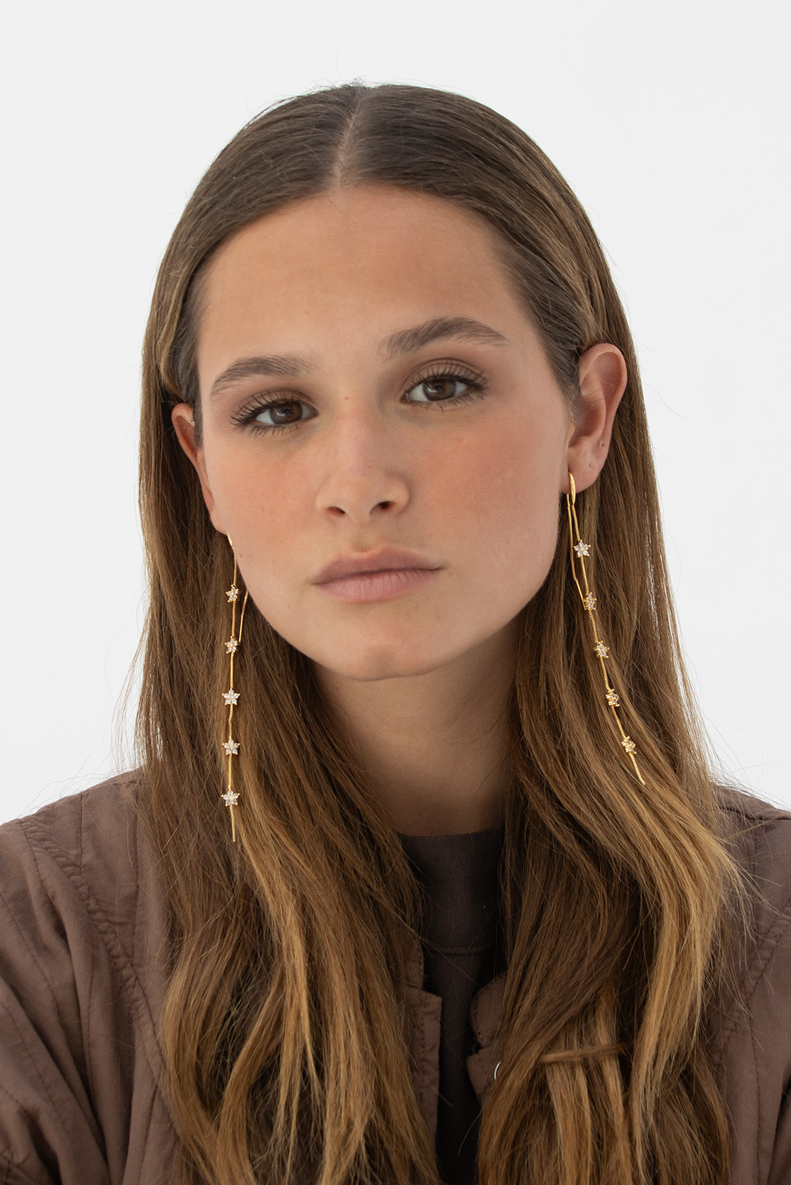 Double Flower Chain Earring (Unit)